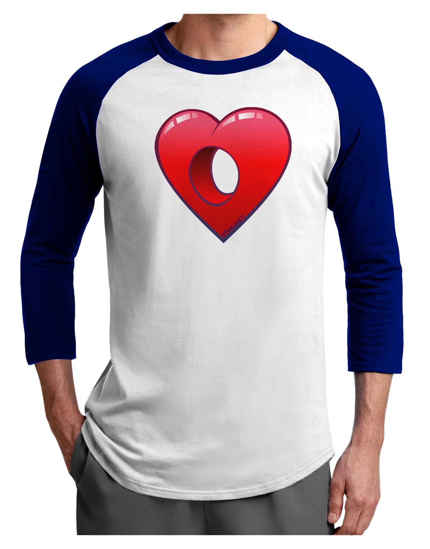 Hole Heartedly Broken Heart Adult Raglan Shirt by-Raglan Shirt-TooLoud-White-Royal-X-Small-Davson Sales