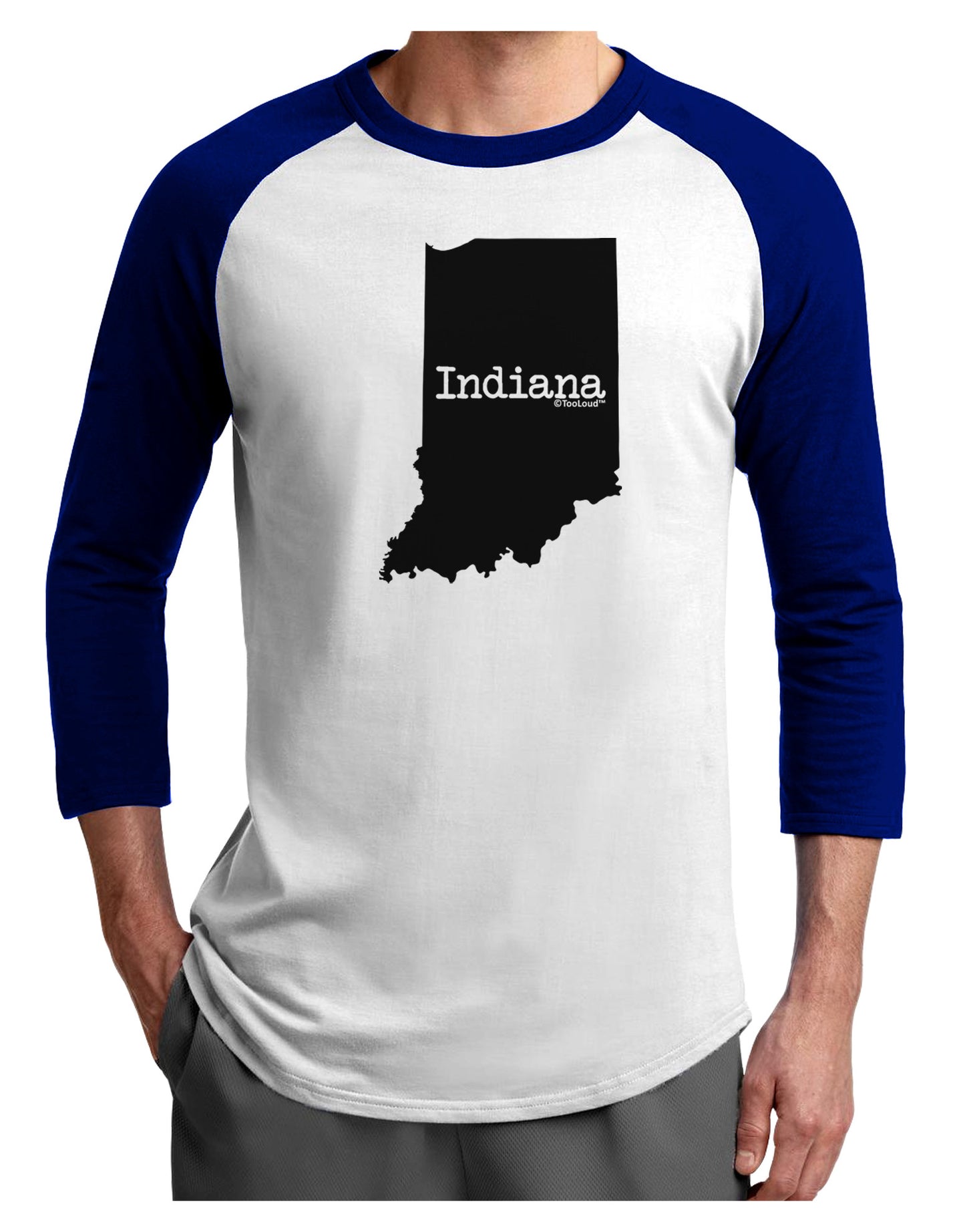 Indiana - United States Shape Adult Raglan Shirt-Raglan Shirt-TooLoud-White-Royal-X-Small-Davson Sales