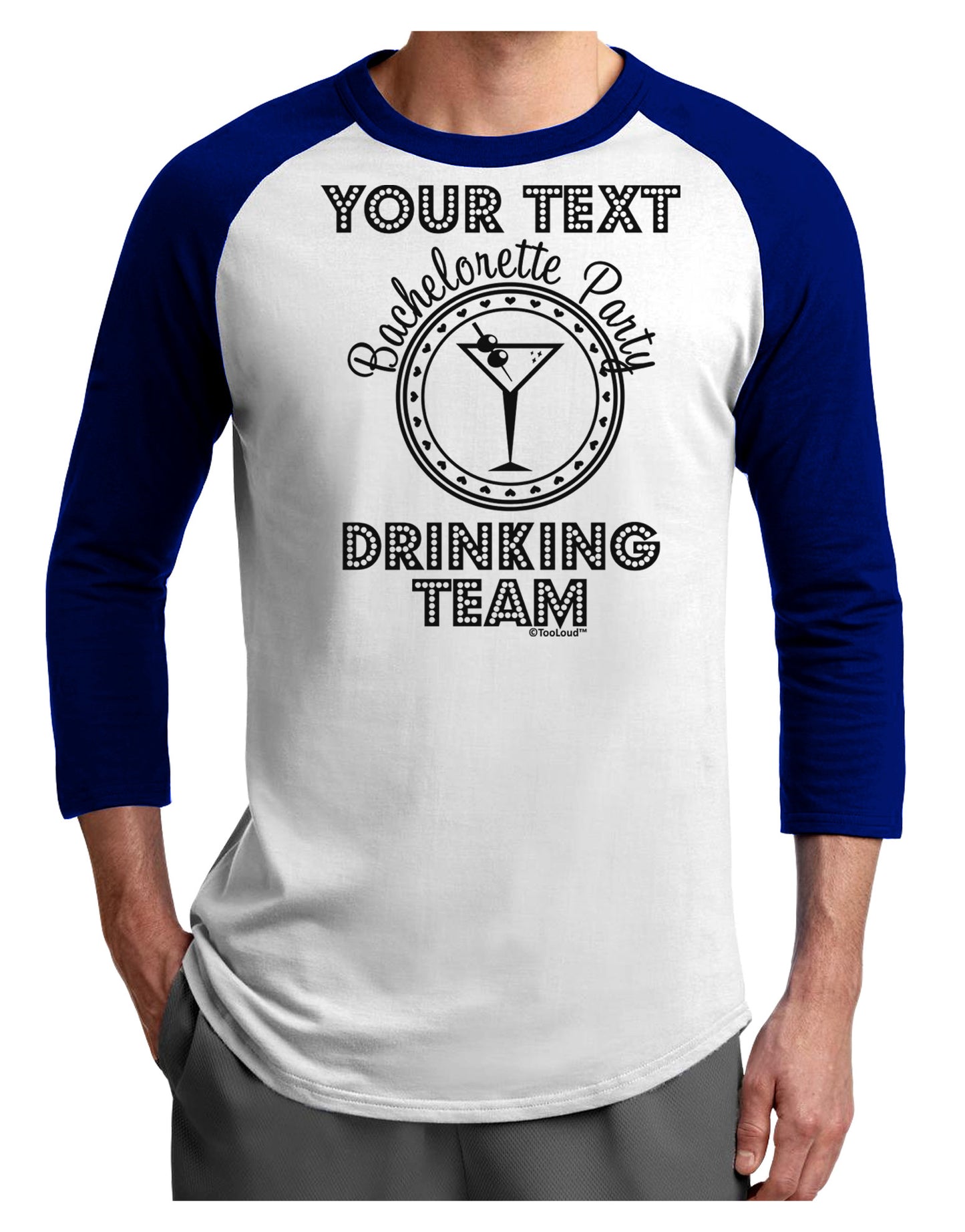 Personalized -Name- Bachelorette Party Drinking Team Adult Raglan Shirt-TooLoud-White-Royal-X-Small-Davson Sales