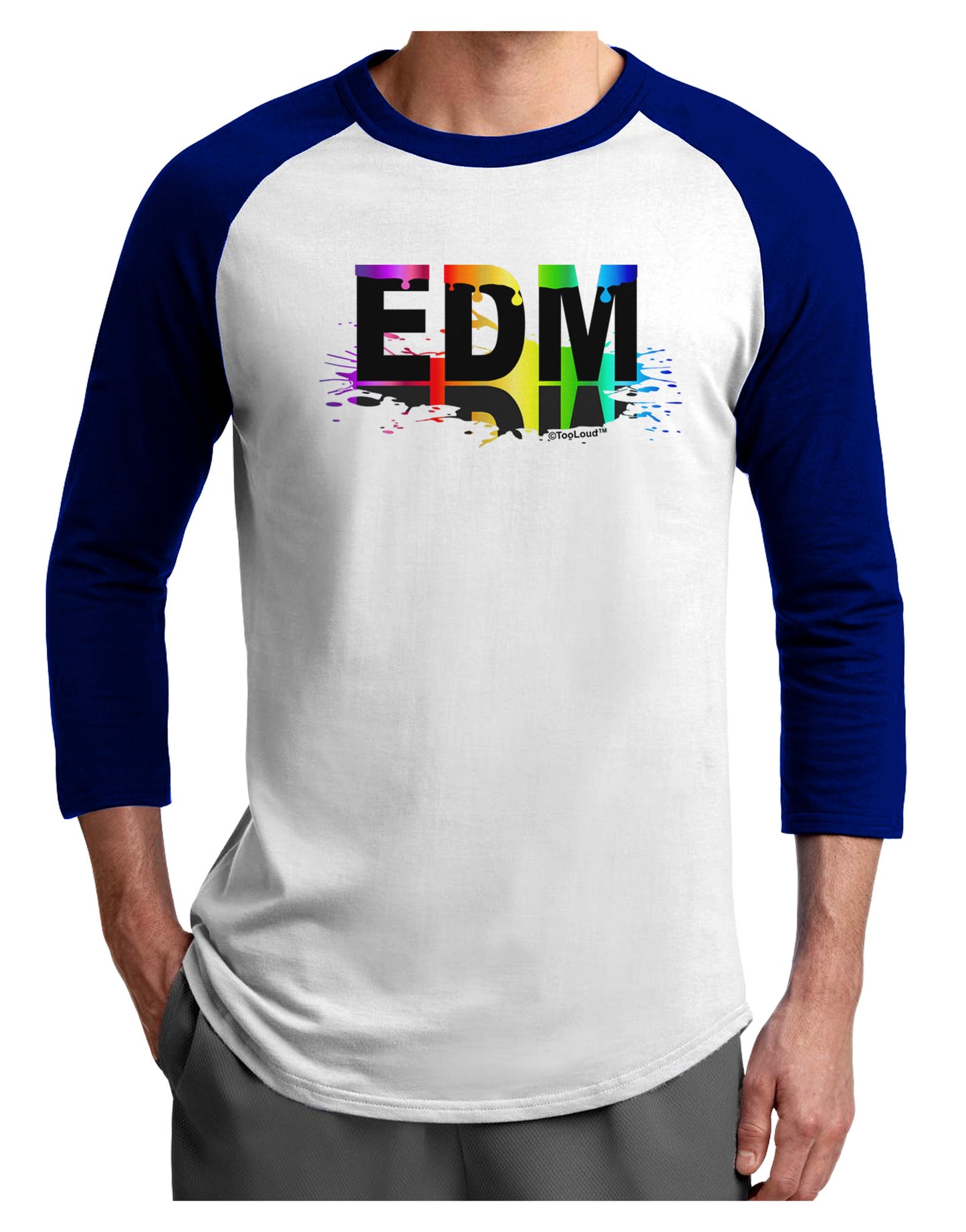 Paint EDM Adult Raglan Shirt-Raglan Shirt-TooLoud-White-Royal-X-Small-Davson Sales