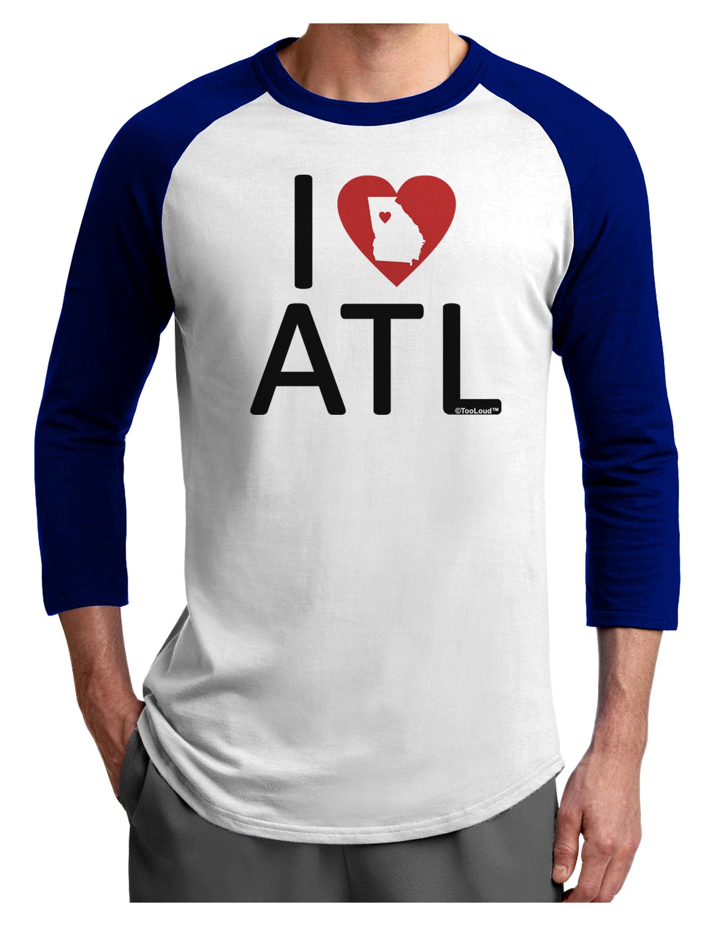 I Heart Atlanta Adult Raglan Shirt-Raglan Shirt-TooLoud-White-Royal-X-Small-Davson Sales