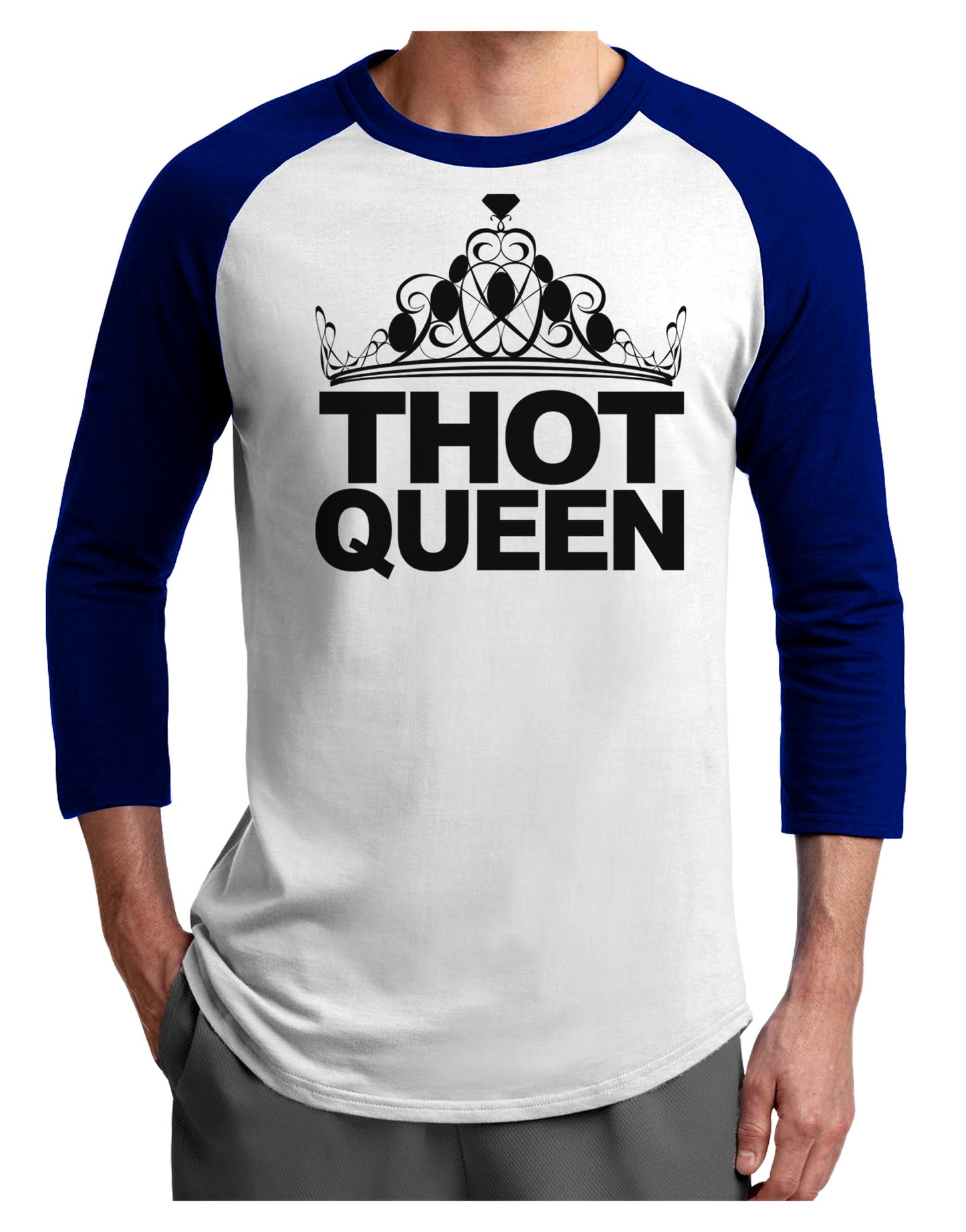 THOT Queen Adult Raglan Shirt-Raglan Shirt-TooLoud-White-Royal-X-Small-Davson Sales