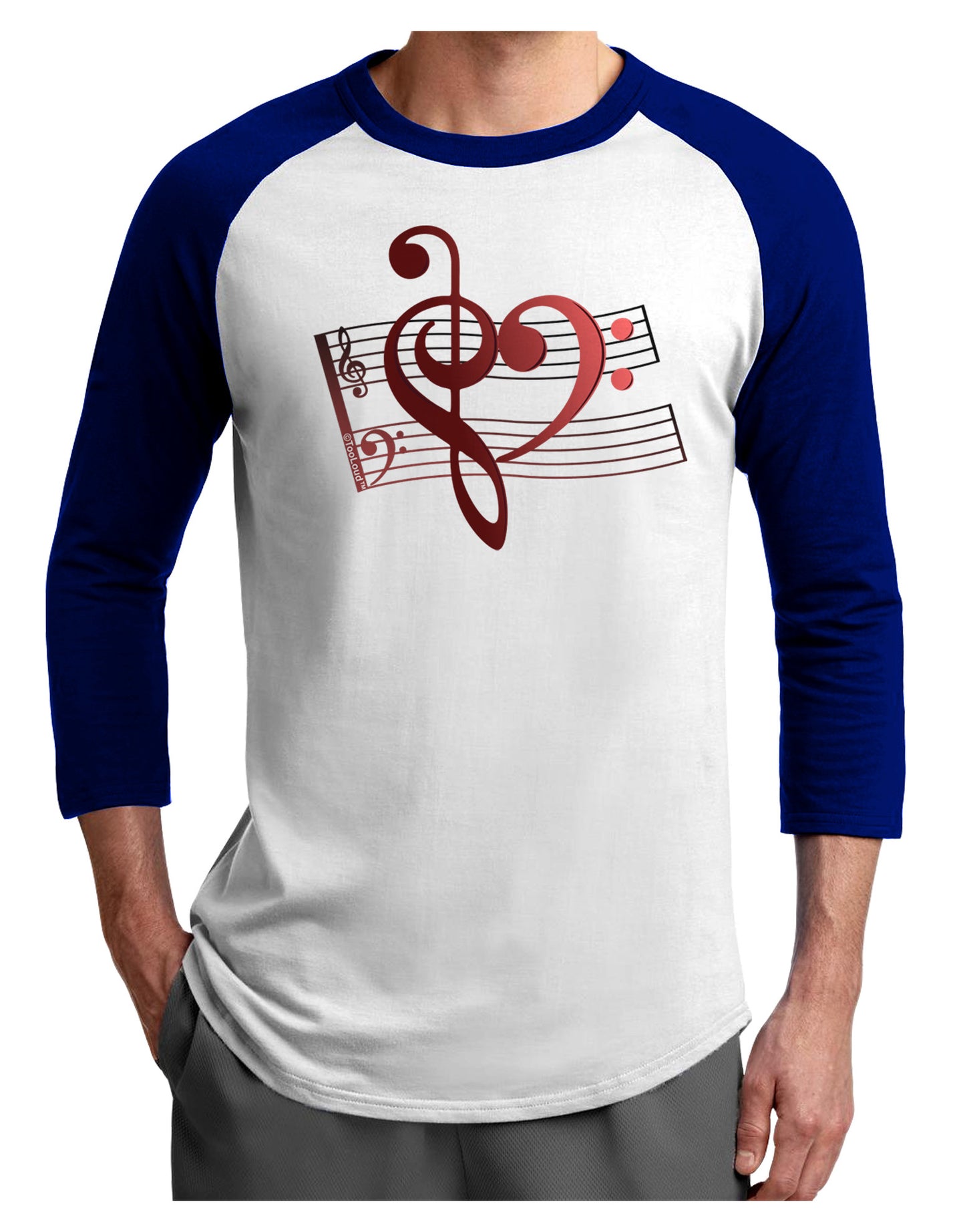 Heart Sheet Music Adult Raglan Shirt-Raglan Shirt-TooLoud-White-Royal-X-Small-Davson Sales