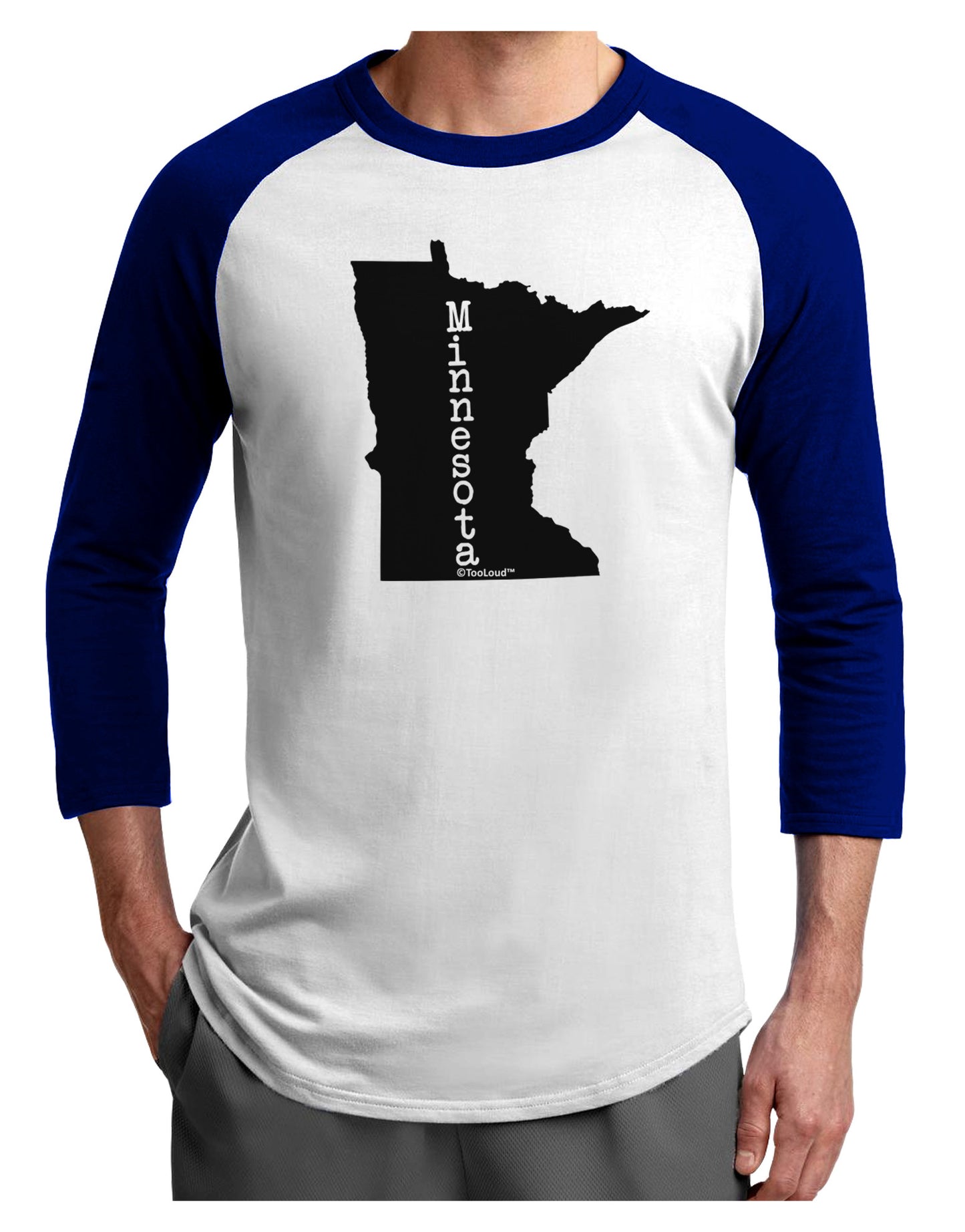 Minnesota - United States Shape Adult Raglan Shirt-Raglan Shirt-TooLoud-White-Royal-X-Small-Davson Sales