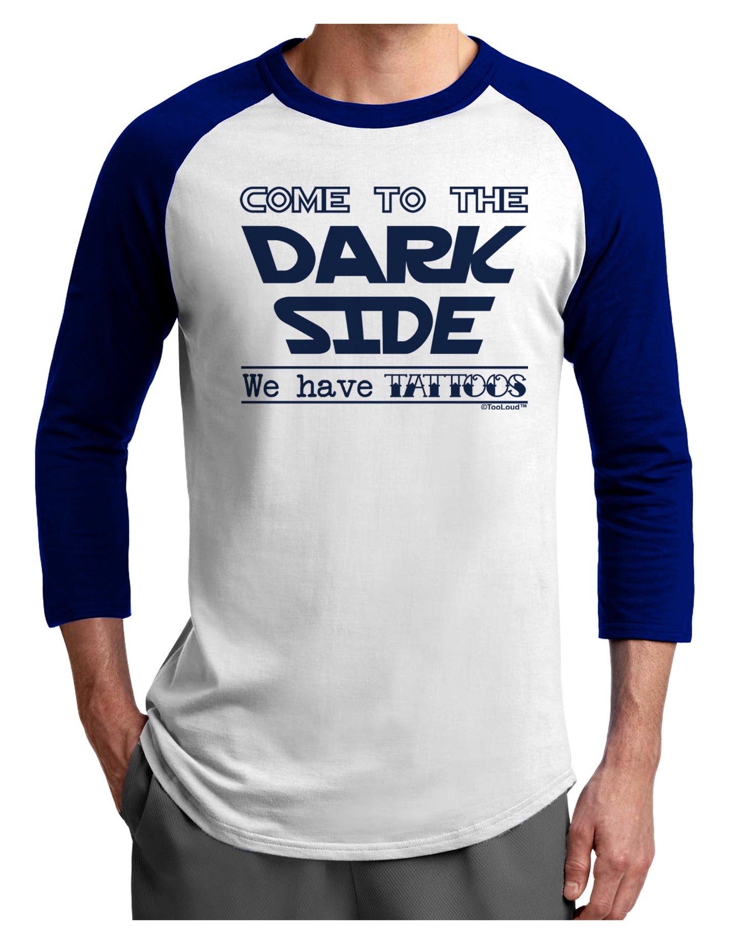 Come To The Dark Side - Tattoos Adult Raglan Shirt by-Raglan Shirt-TooLoud-White-Royal-X-Small-Davson Sales