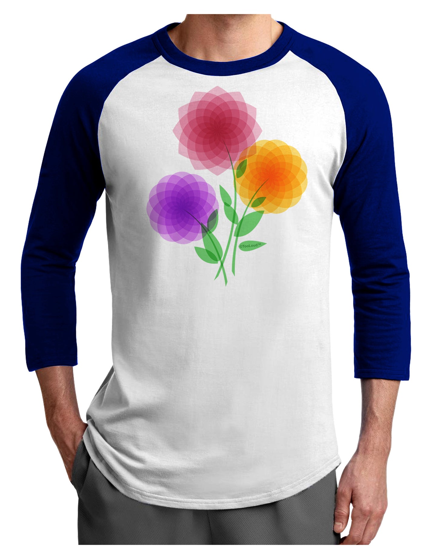 Crystal Dahlias Adult Raglan Shirt-Raglan Shirt-TooLoud-White-Royal-X-Small-Davson Sales