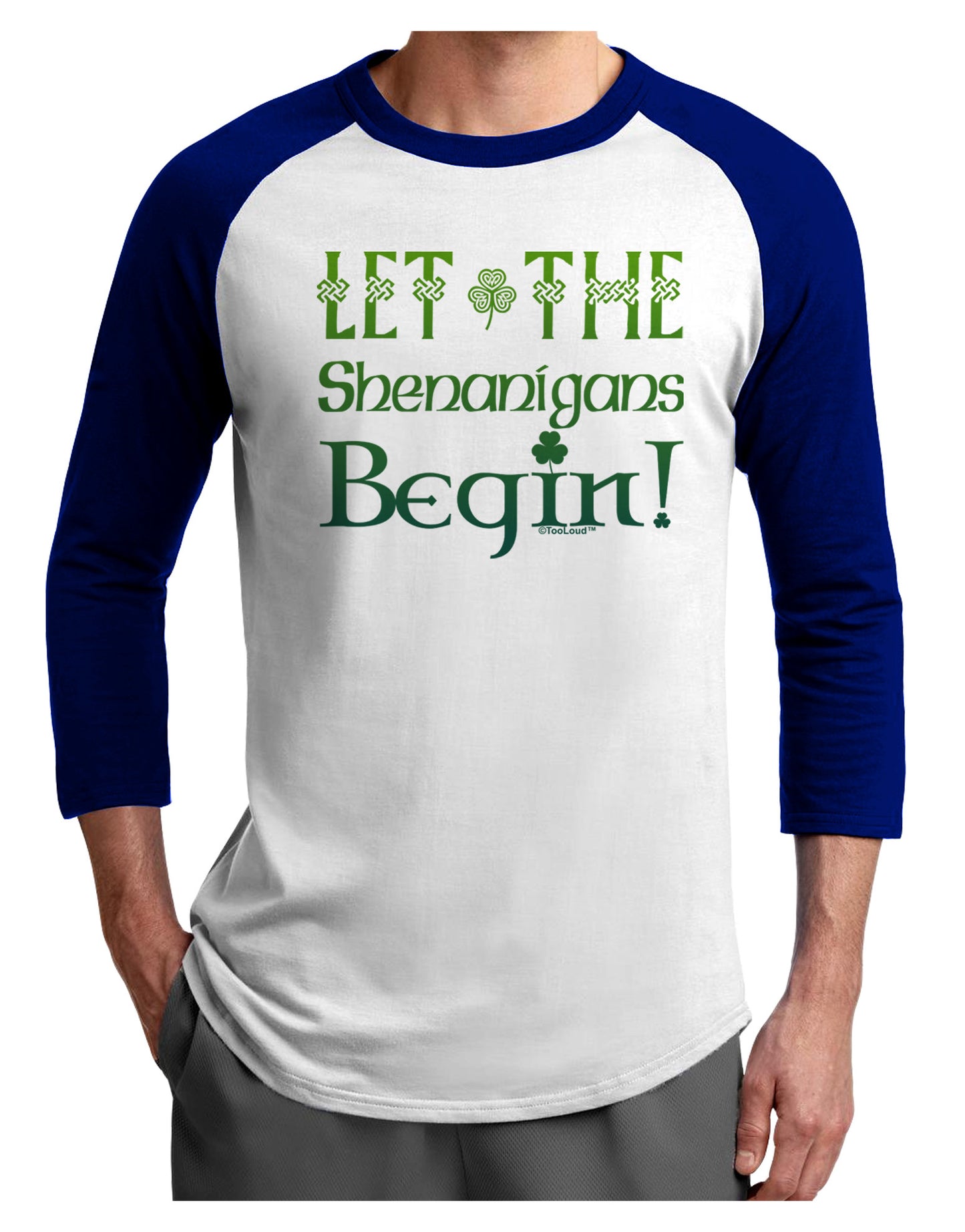 Let the Shenanigans Begin Adult Raglan Shirt-Raglan Shirt-TooLoud-White-Royal-X-Small-Davson Sales