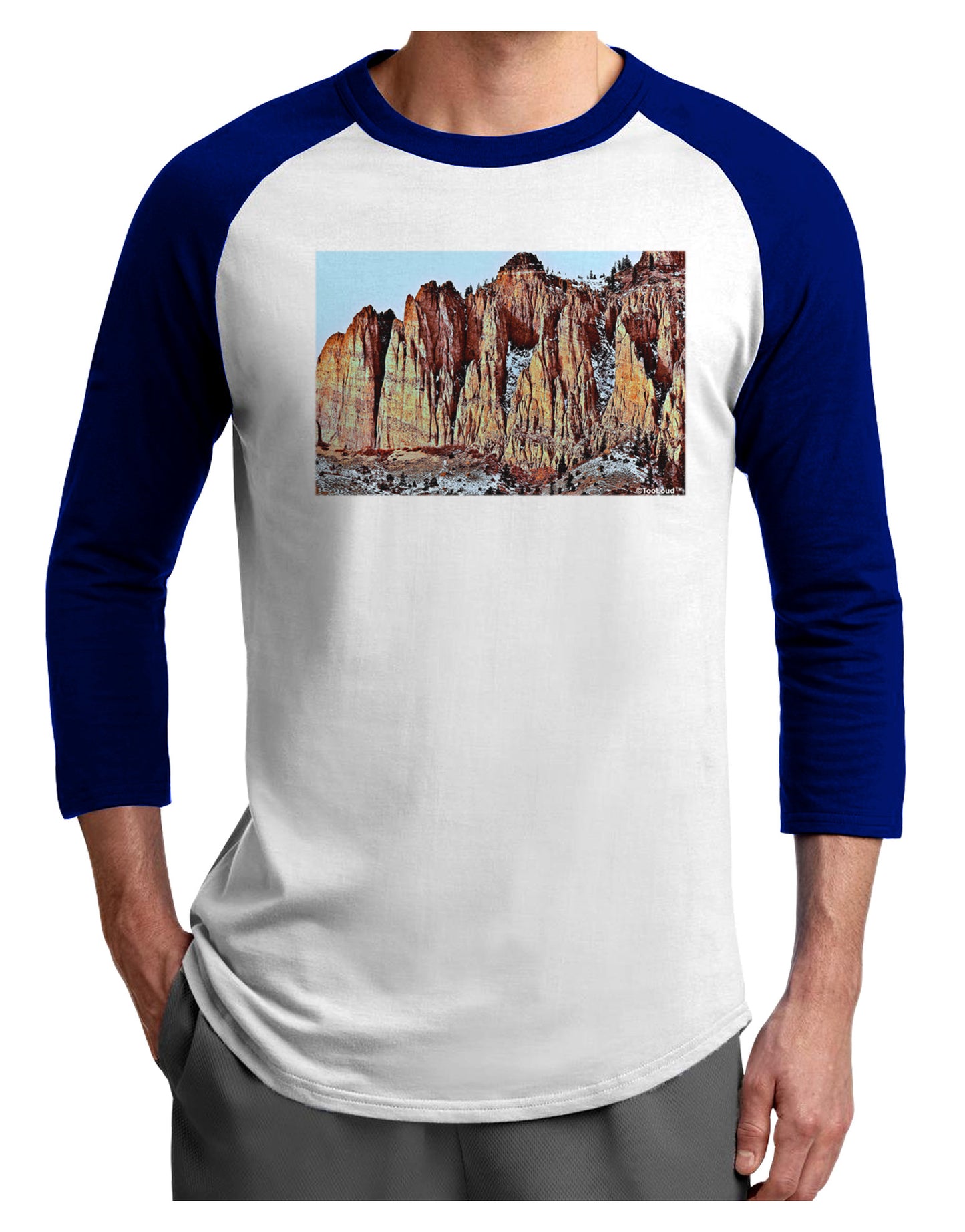 Colorado Mountain Spires Adult Raglan Shirt-TooLoud-White-Royal-X-Small-Davson Sales