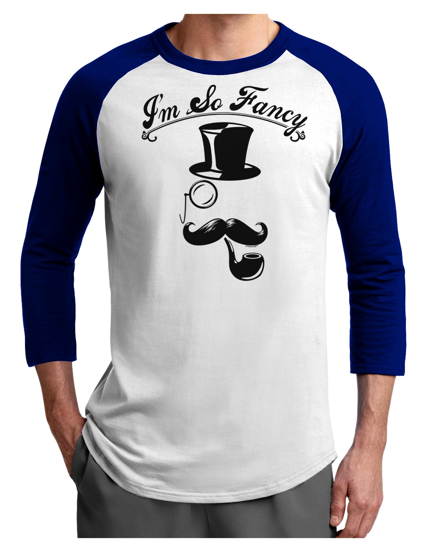 I'm So Fancy - Classy Mustache Adult Raglan Shirt-Raglan Shirt-TooLoud-White-Royal-X-Small-Davson Sales