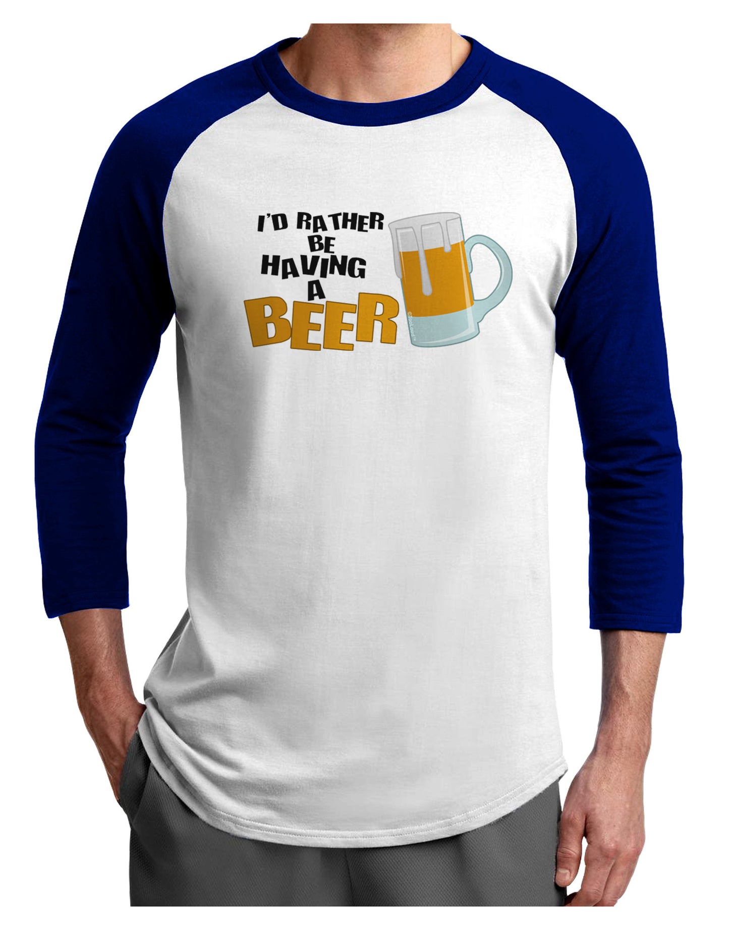 I'd Rather Be Having A Beer Adult Raglan Shirt-Raglan Shirt-TooLoud-White-Royal-X-Small-Davson Sales