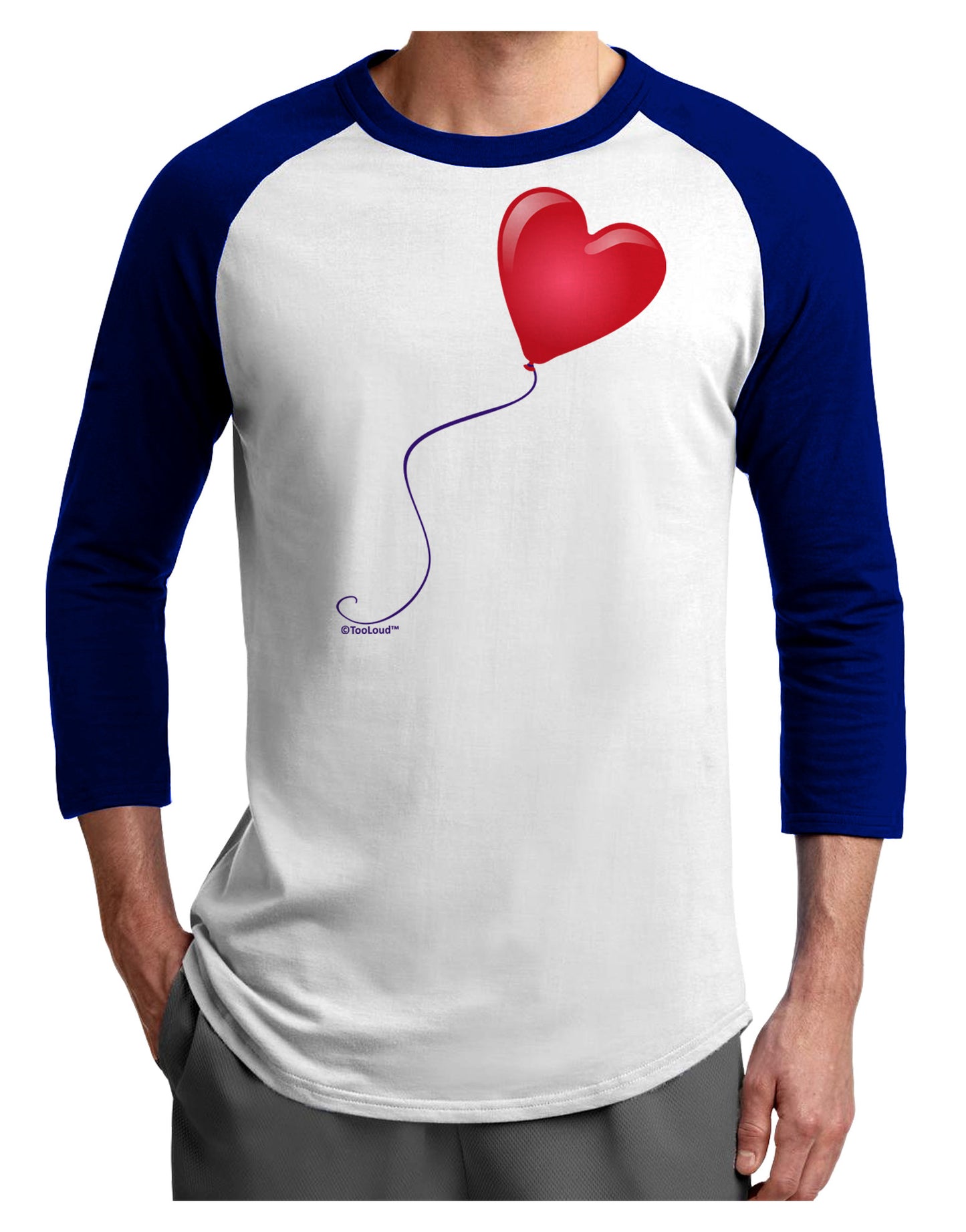 Cute Red Heart Balloon Adult Raglan Shirt-Raglan Shirt-TooLoud-White-Royal-X-Small-Davson Sales