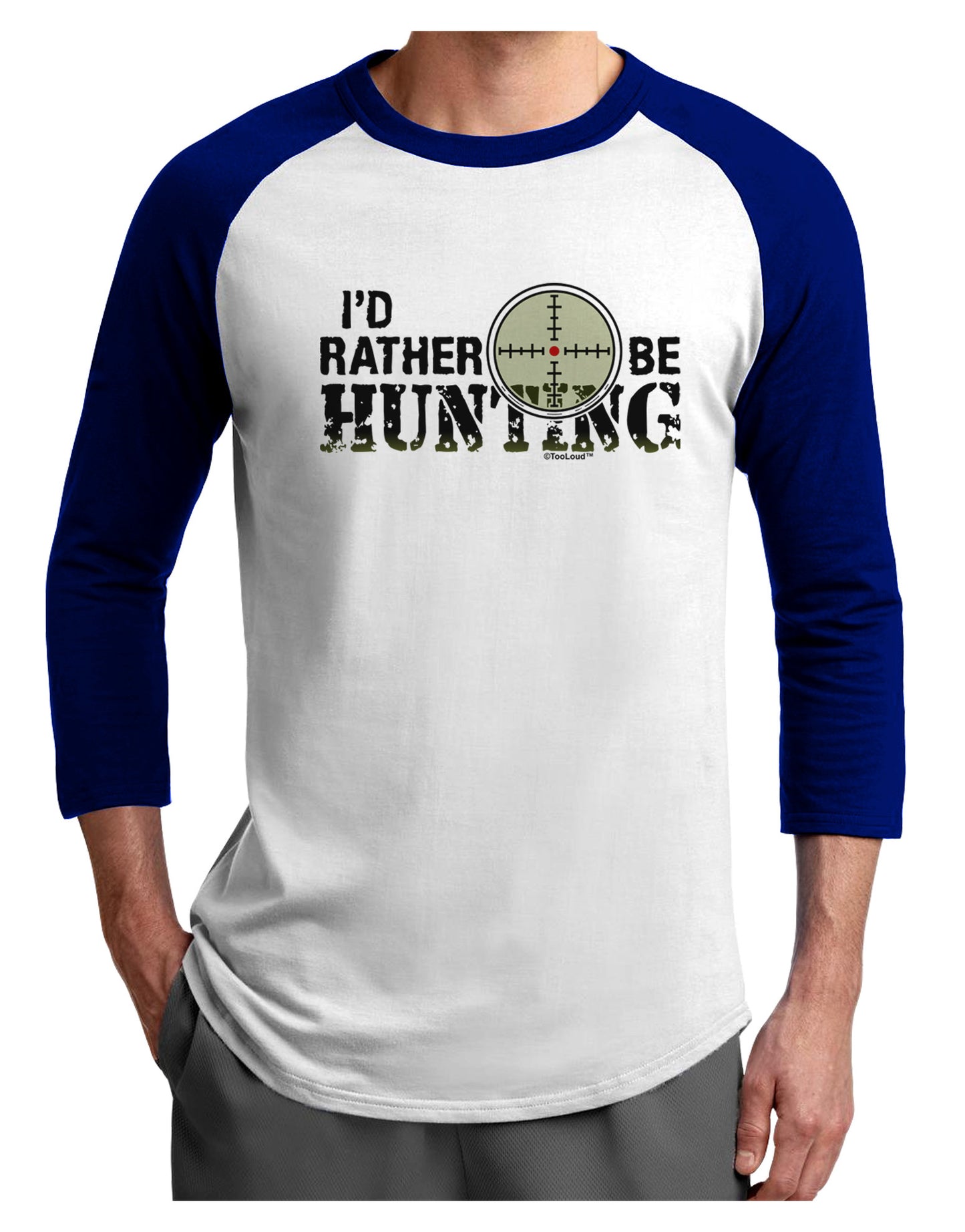 I'd Rather Be Hunting Adult Raglan Shirt-Raglan Shirt-TooLoud-White-Royal-X-Small-Davson Sales