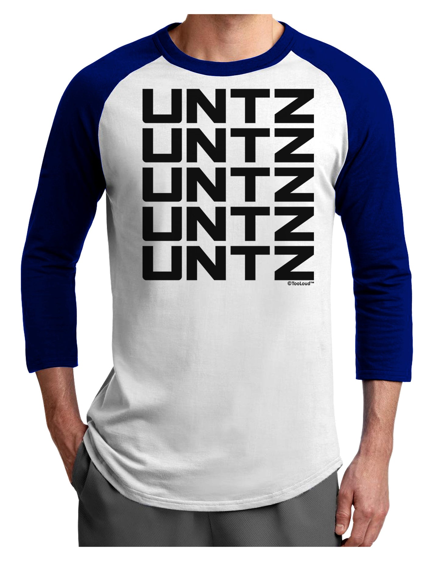 Untz Untz Untz Untz Untz EDM Design Adult Raglan Shirt-TooLoud-White-Royal-X-Small-Davson Sales