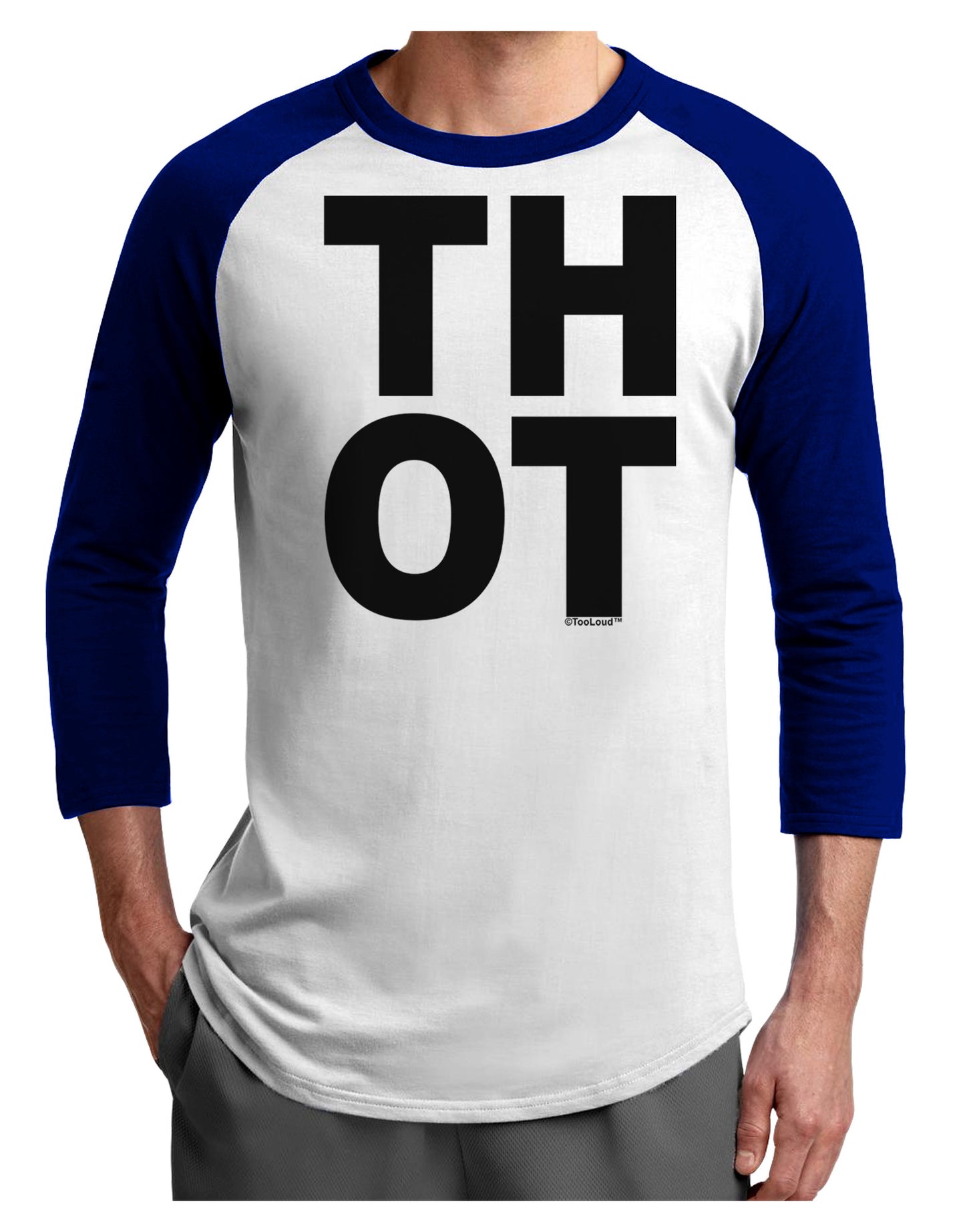 THOT Bold Text Adult Raglan Shirt-Raglan Shirt-TooLoud-White-Royal-X-Small-Davson Sales