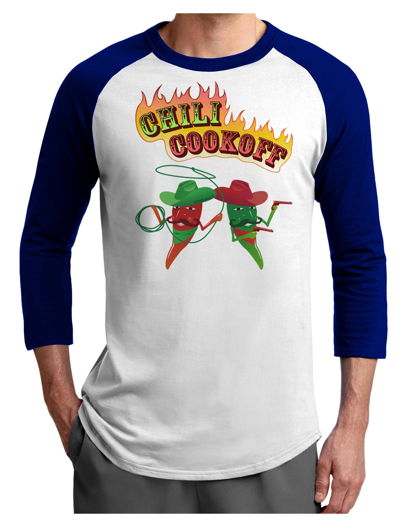 Cowboy Chili Cookoff Adult Raglan Shirt-Raglan Shirt-TooLoud-White-Royal-X-Small-Davson Sales