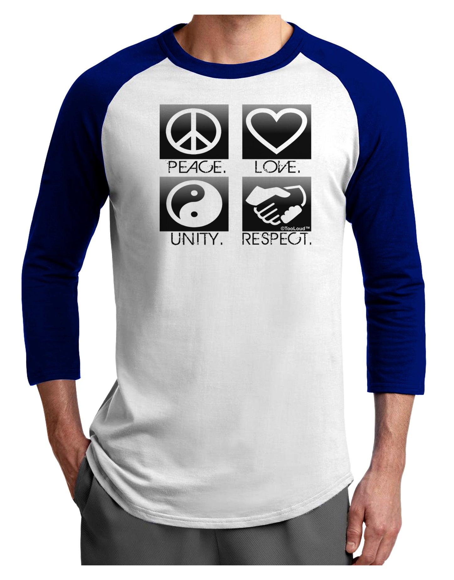 PLUR Squares BnW Adult Raglan Shirt-Raglan Shirt-TooLoud-White-Royal-X-Small-Davson Sales