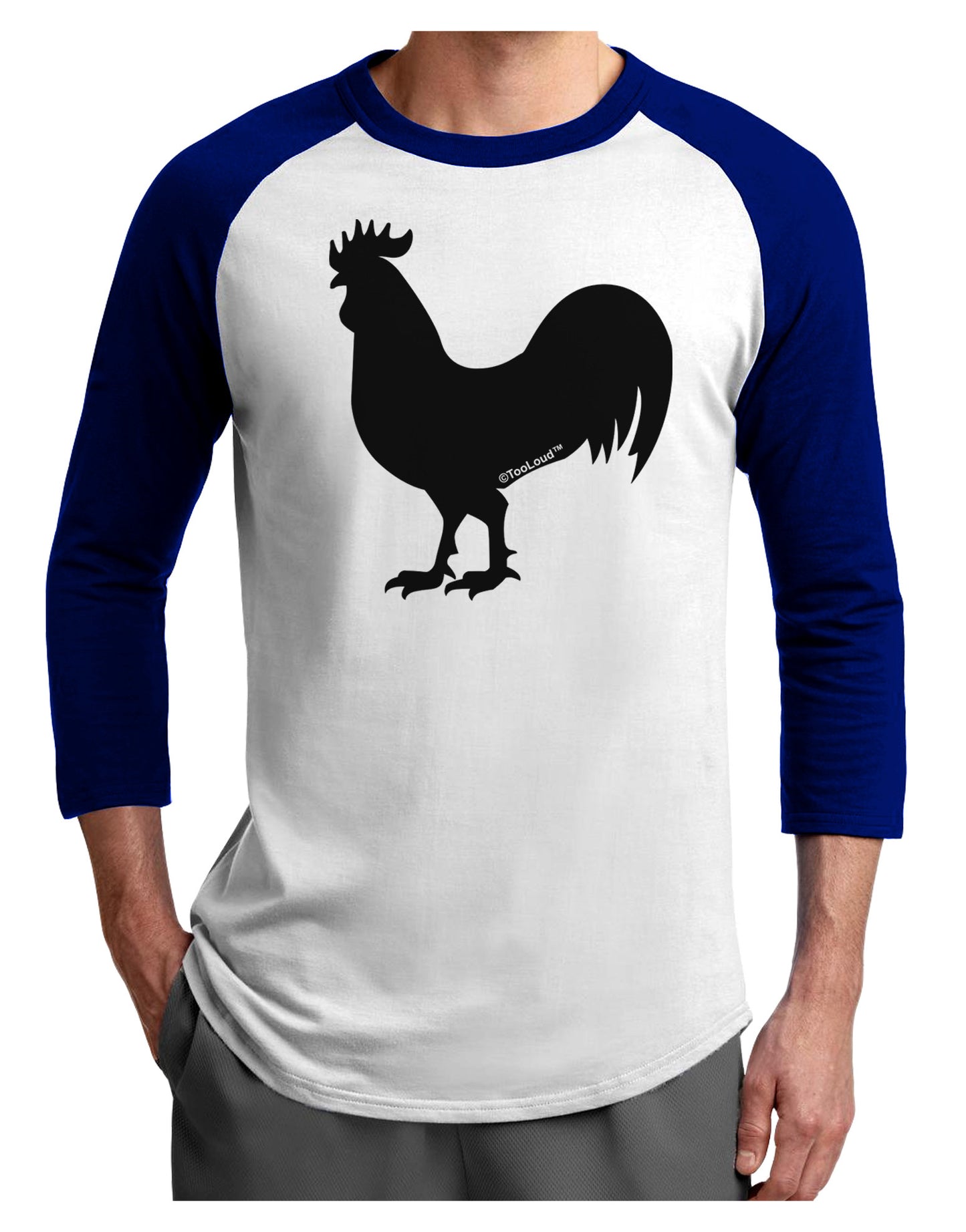 Rooster Silhouette Design Adult Raglan Shirt-Raglan Shirt-TooLoud-White-Royal-X-Small-Davson Sales