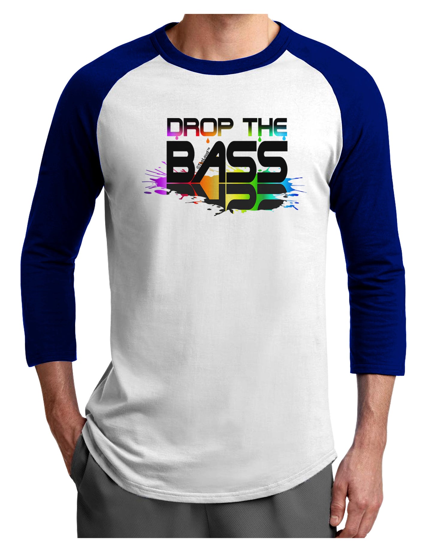 Paint Drop The Bass Adult Raglan Shirt-Raglan Shirt-TooLoud-White-Royal-X-Small-Davson Sales