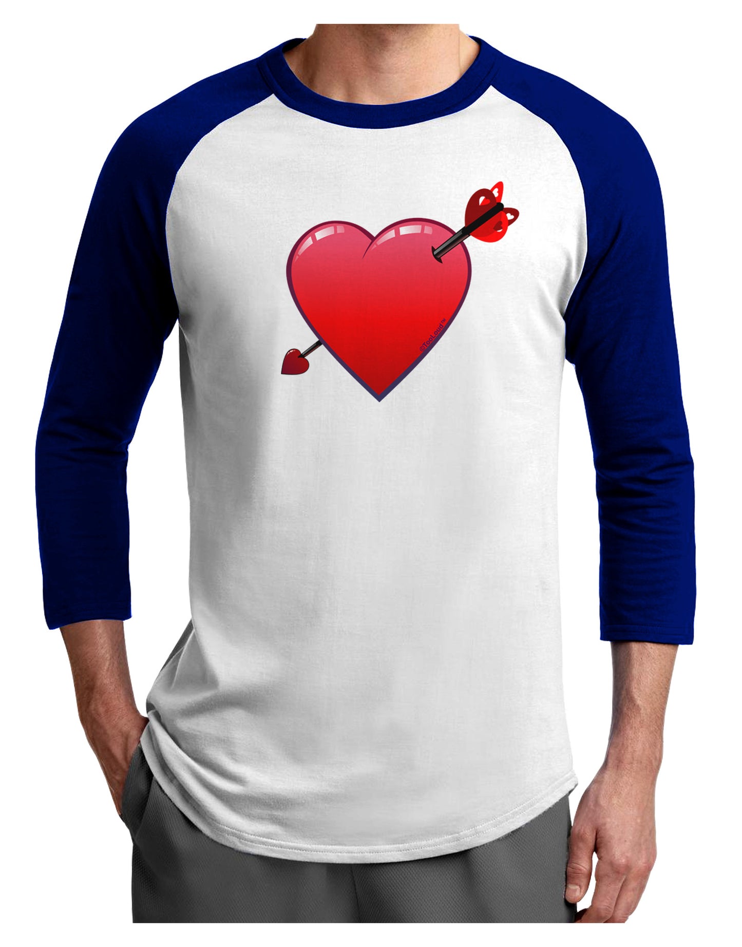 Shot Through the Heart Cute Adult Raglan Shirt by-Raglan Shirt-TooLoud-White-Royal-X-Small-Davson Sales