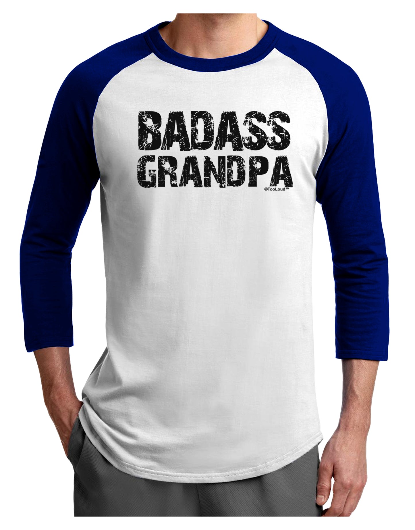 Badass Grandpa Adult Raglan Shirt by TooLoud-TooLoud-White-Royal-X-Small-Davson Sales