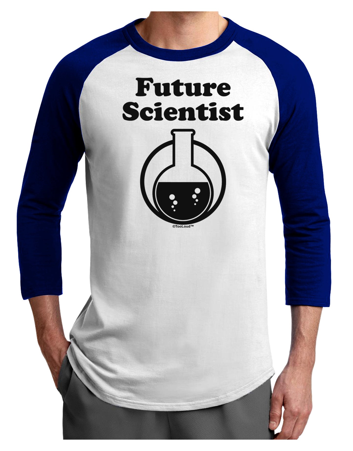 Future Scientist Adult Raglan Shirt-TooLoud-White-Royal-X-Small-Davson Sales