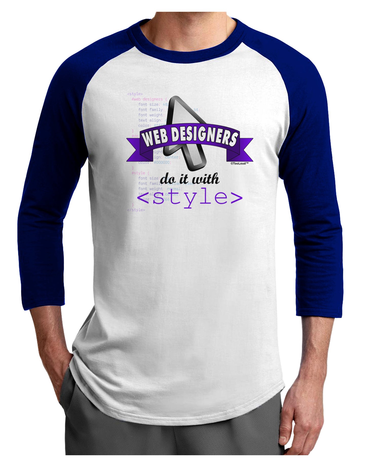Web Designers - Style Adult Raglan Shirt-Raglan Shirt-TooLoud-White-Royal-X-Small-Davson Sales