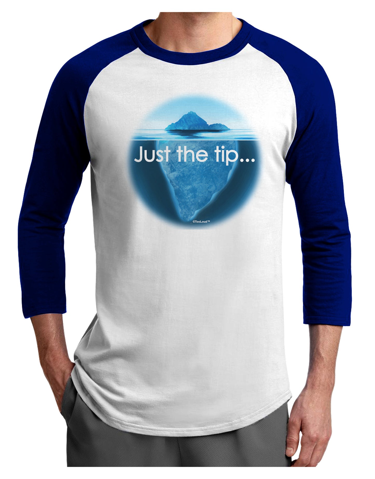 Iceberg Just the Tip Adult Raglan Shirt-TooLoud-White-Royal-X-Small-Davson Sales