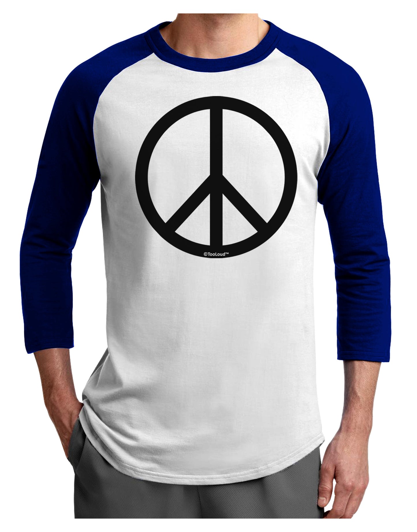 Peace Sign Symbol Adult Raglan Shirt-TooLoud-White-Royal-X-Small-Davson Sales