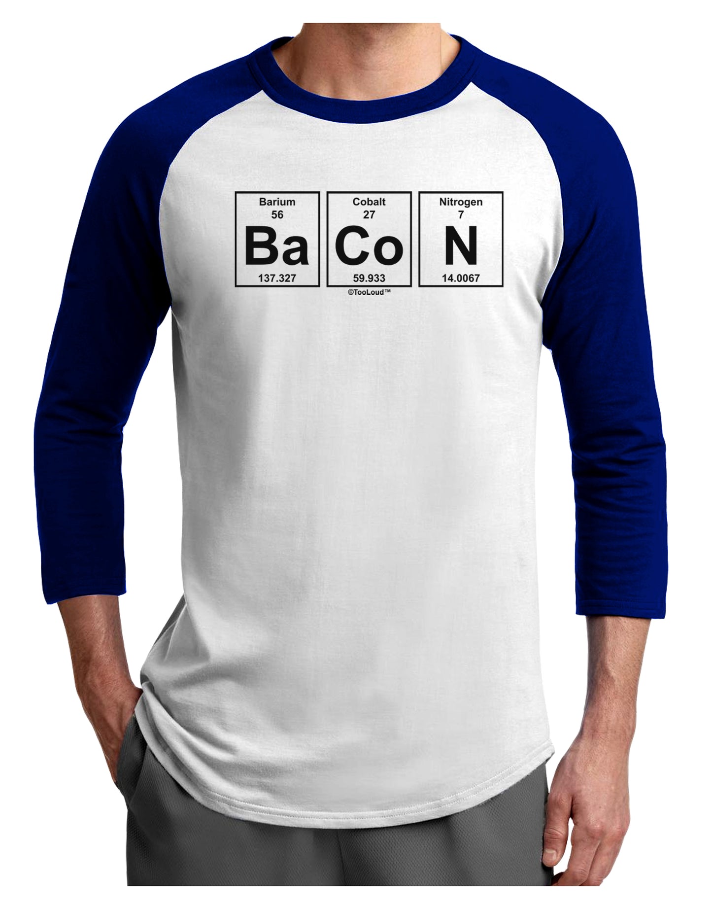 Bacon Periodic Table of Elements Adult Raglan Shirt by TooLoud-TooLoud-White-Royal-X-Small-Davson Sales