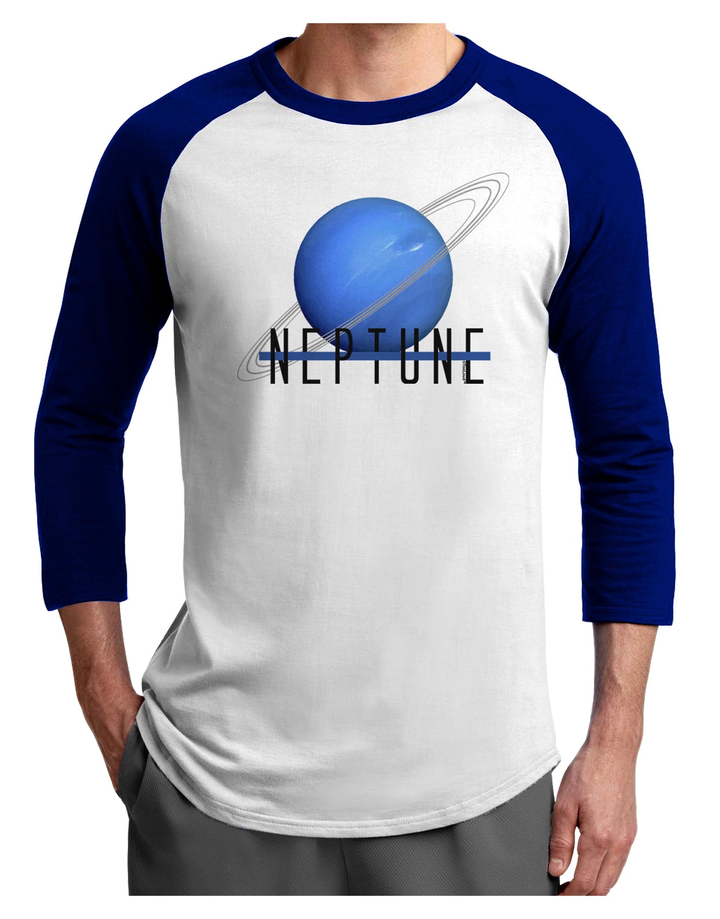 Planet Neptune Text Adult Raglan Shirt-Raglan Shirt-TooLoud-White-Royal-X-Small-Davson Sales