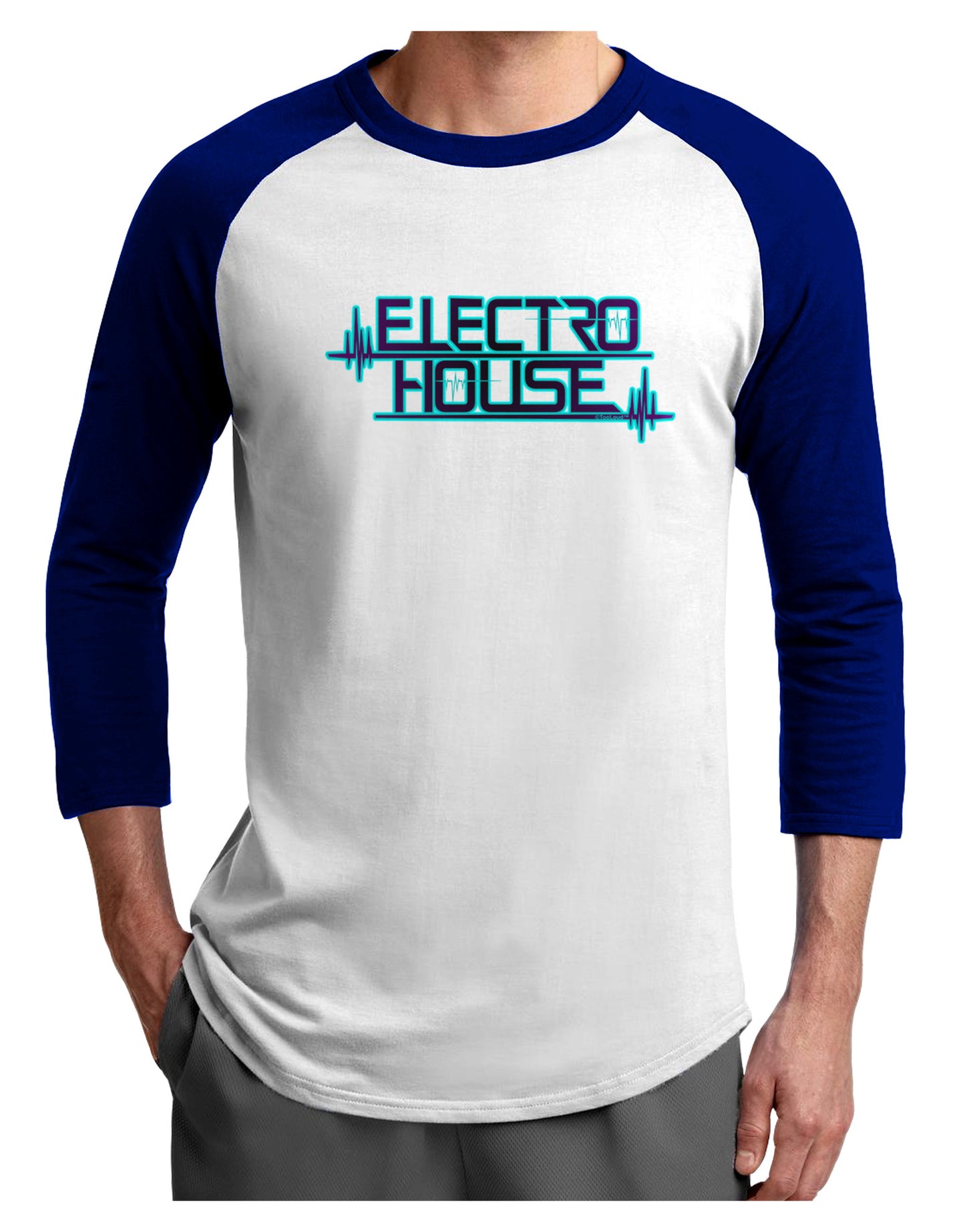 Electro House Bolt Adult Raglan Shirt-Raglan Shirt-TooLoud-White-Royal-X-Small-Davson Sales