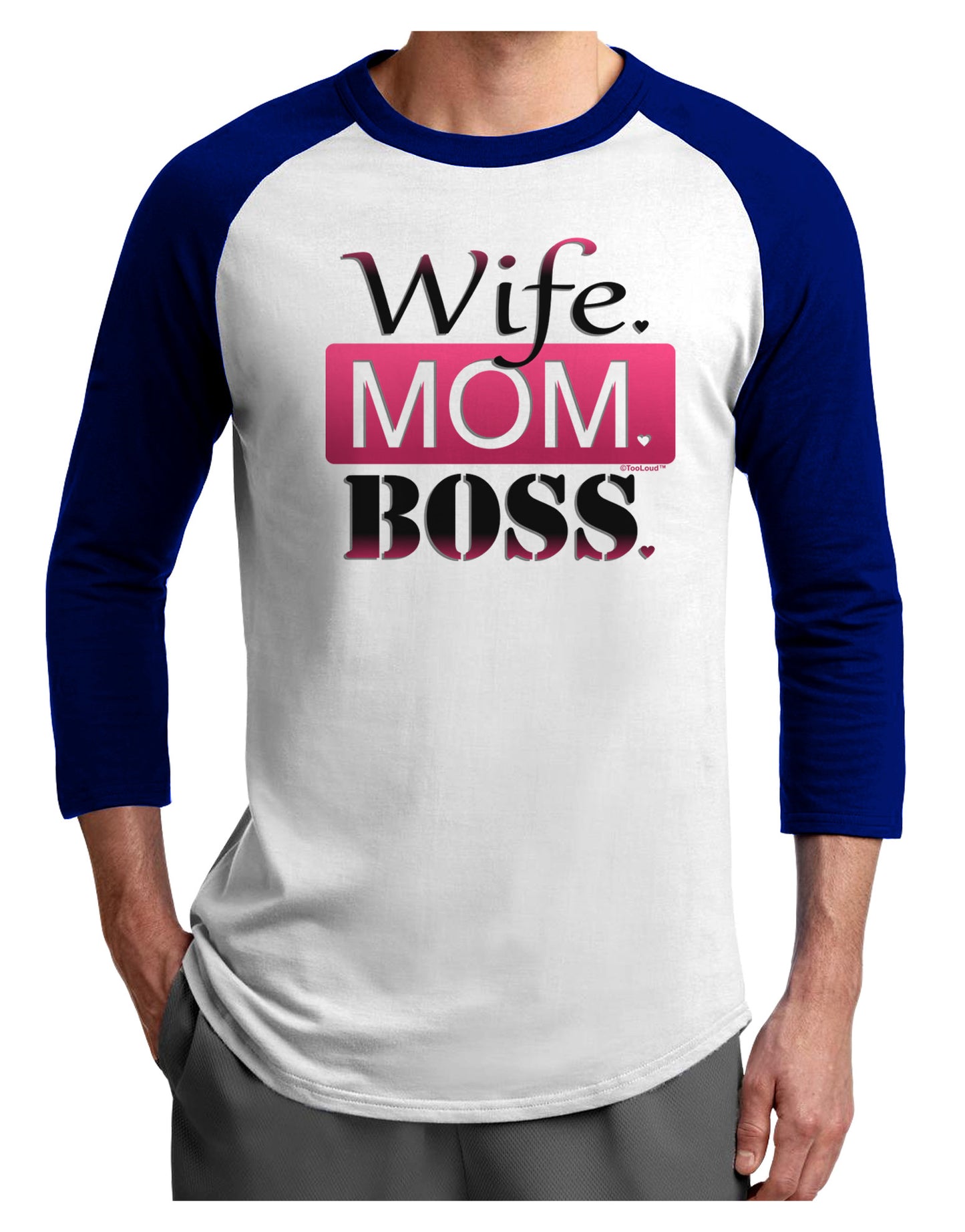 Wife Mom Boss Adult Raglan Shirt-Raglan Shirt-TooLoud-White-Royal-X-Small-Davson Sales