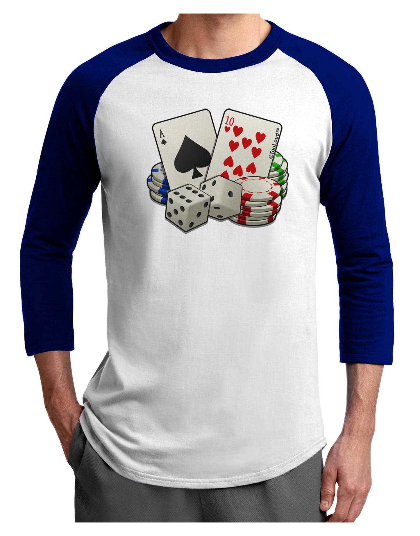 Gambling Weapons Adult Raglan Shirt-Raglan Shirt-TooLoud-White-Royal-X-Small-Davson Sales