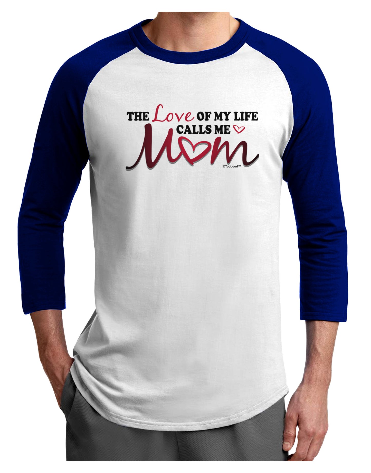 Love Of My Life - Mom Adult Raglan Shirt-TooLoud-White-Royal-X-Small-Davson Sales