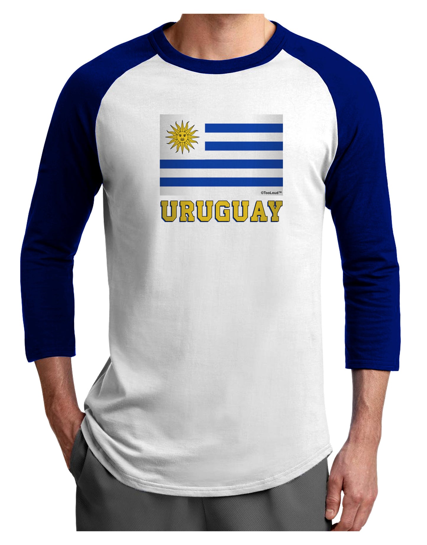 Uruguay Flag Adult Raglan Shirt-Raglan Shirt-TooLoud-White-Royal-X-Small-Davson Sales