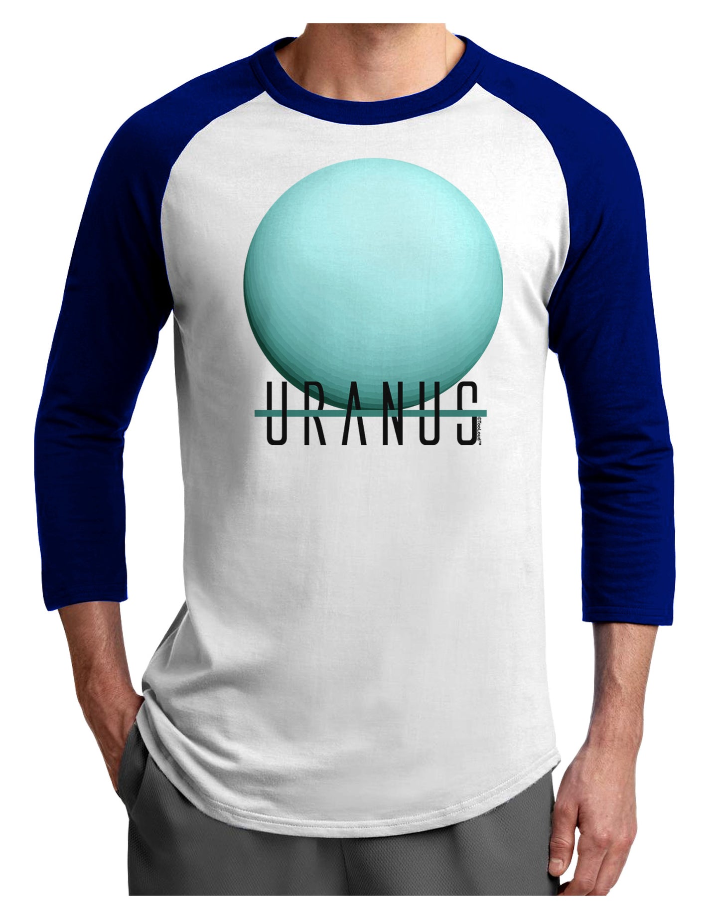 Planet Uranus Text Adult Raglan Shirt-Raglan Shirt-TooLoud-White-Royal-X-Small-Davson Sales