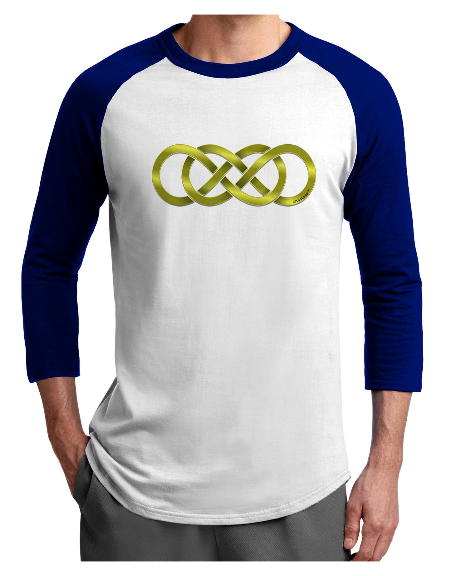 Double Infinity Gold Adult Raglan Shirt-TooLoud-White-Royal-X-Small-Davson Sales