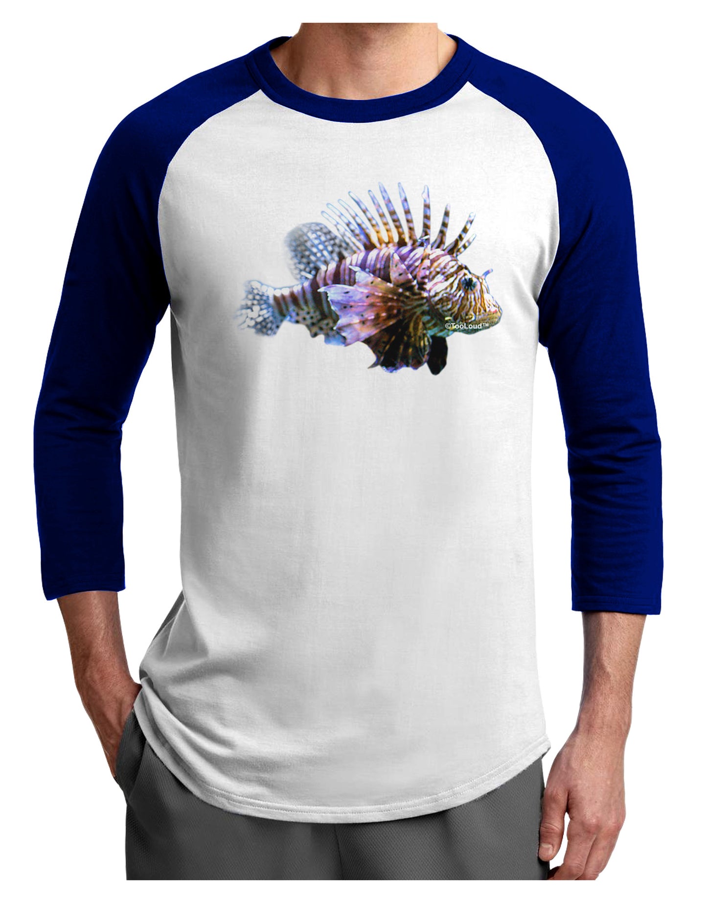 Lionfish Adult Raglan Shirt-Raglan Shirt-TooLoud-White-Royal-X-Small-Davson Sales