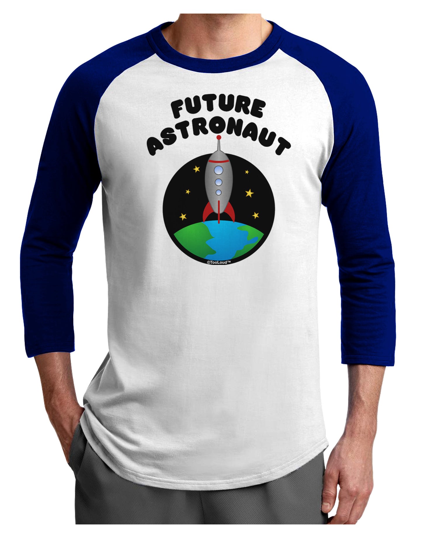 Future Astronaut Color Adult Raglan Shirt-TooLoud-White-Royal-X-Small-Davson Sales