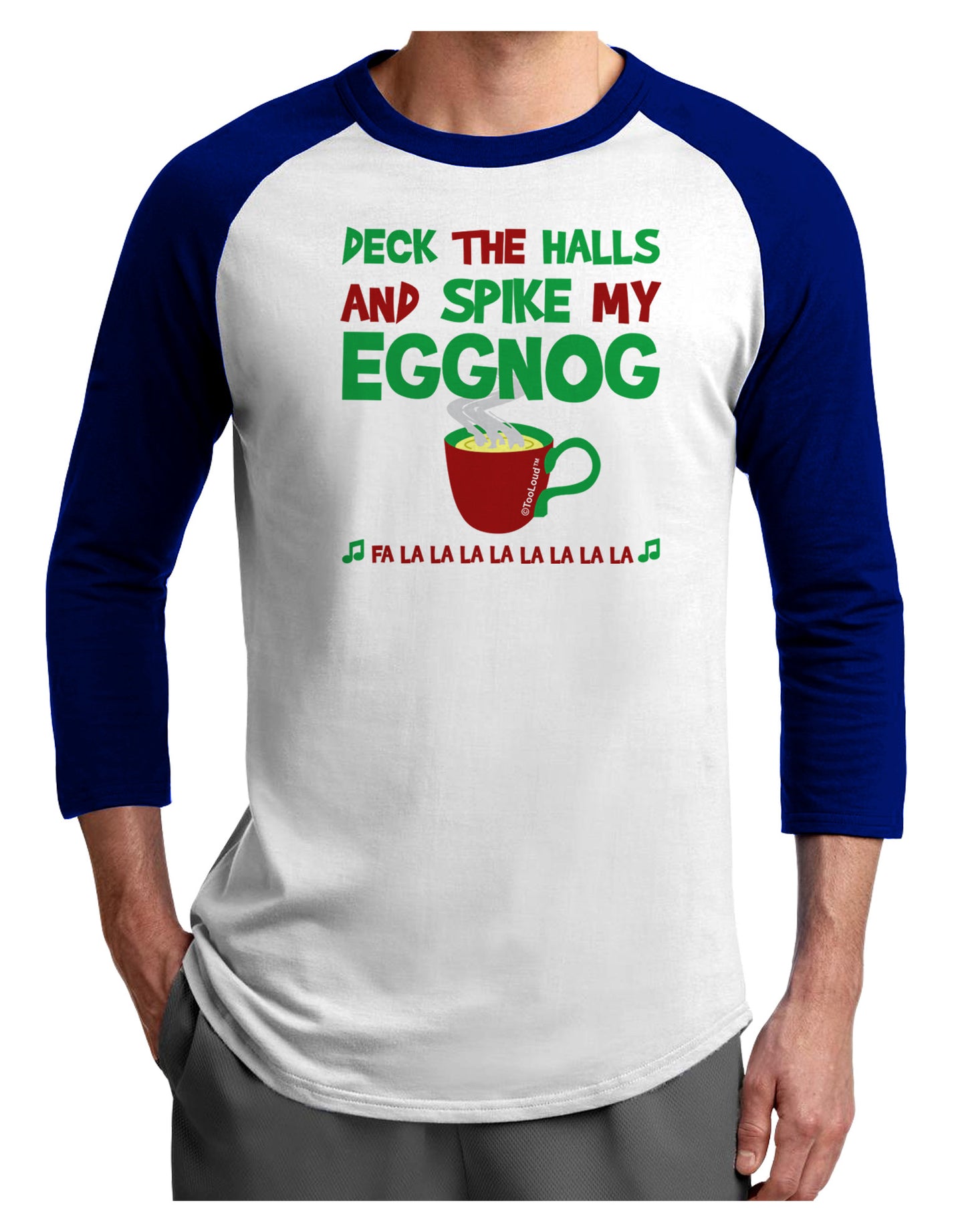 Spike My Eggnog Adult Raglan Shirt-Raglan Shirt-TooLoud-White-Royal-X-Small-Davson Sales