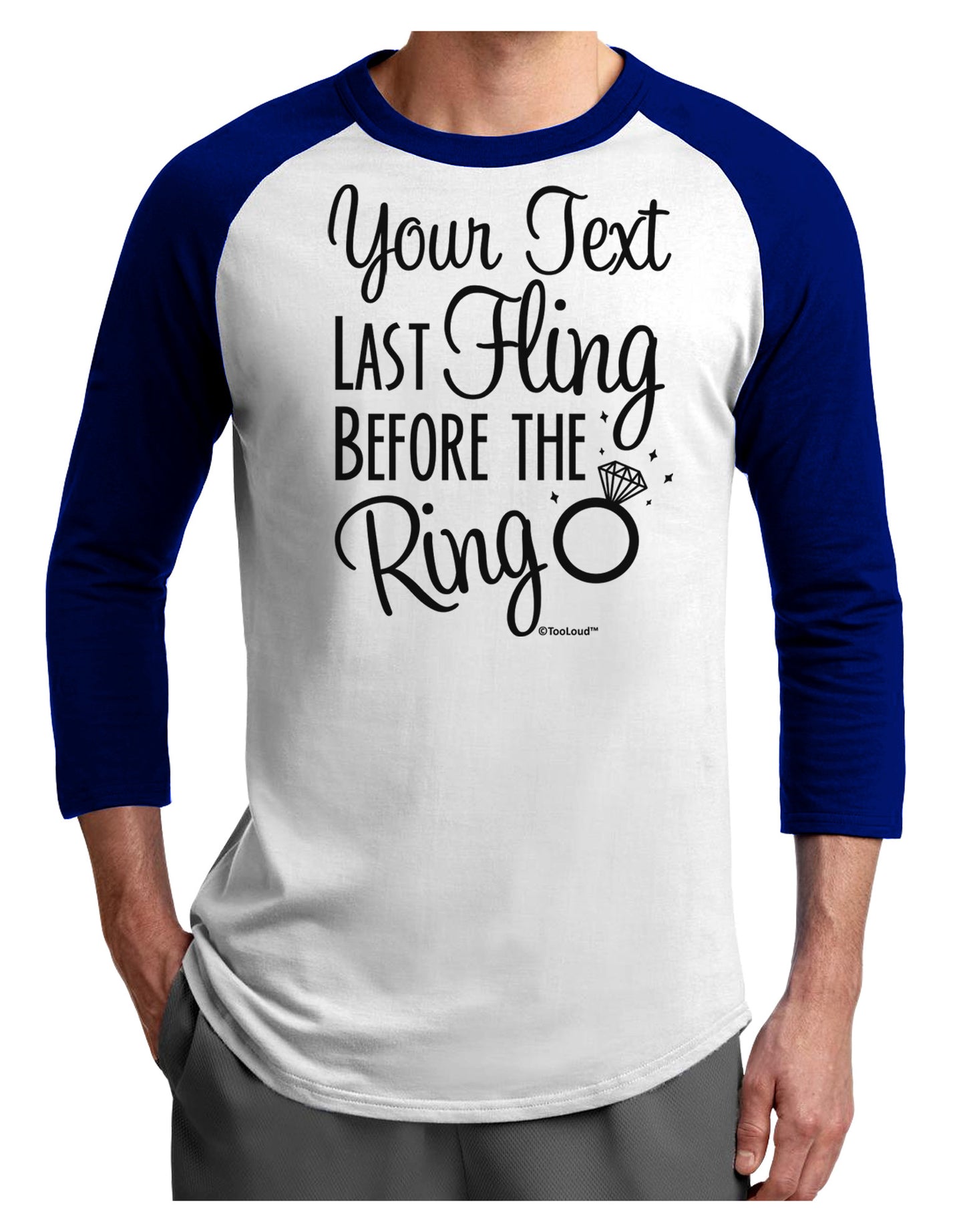Personalized Bachelorette Party - Last Fling Before the Ring Adult Raglan Shirt-TooLoud-White-Royal-X-Small-Davson Sales