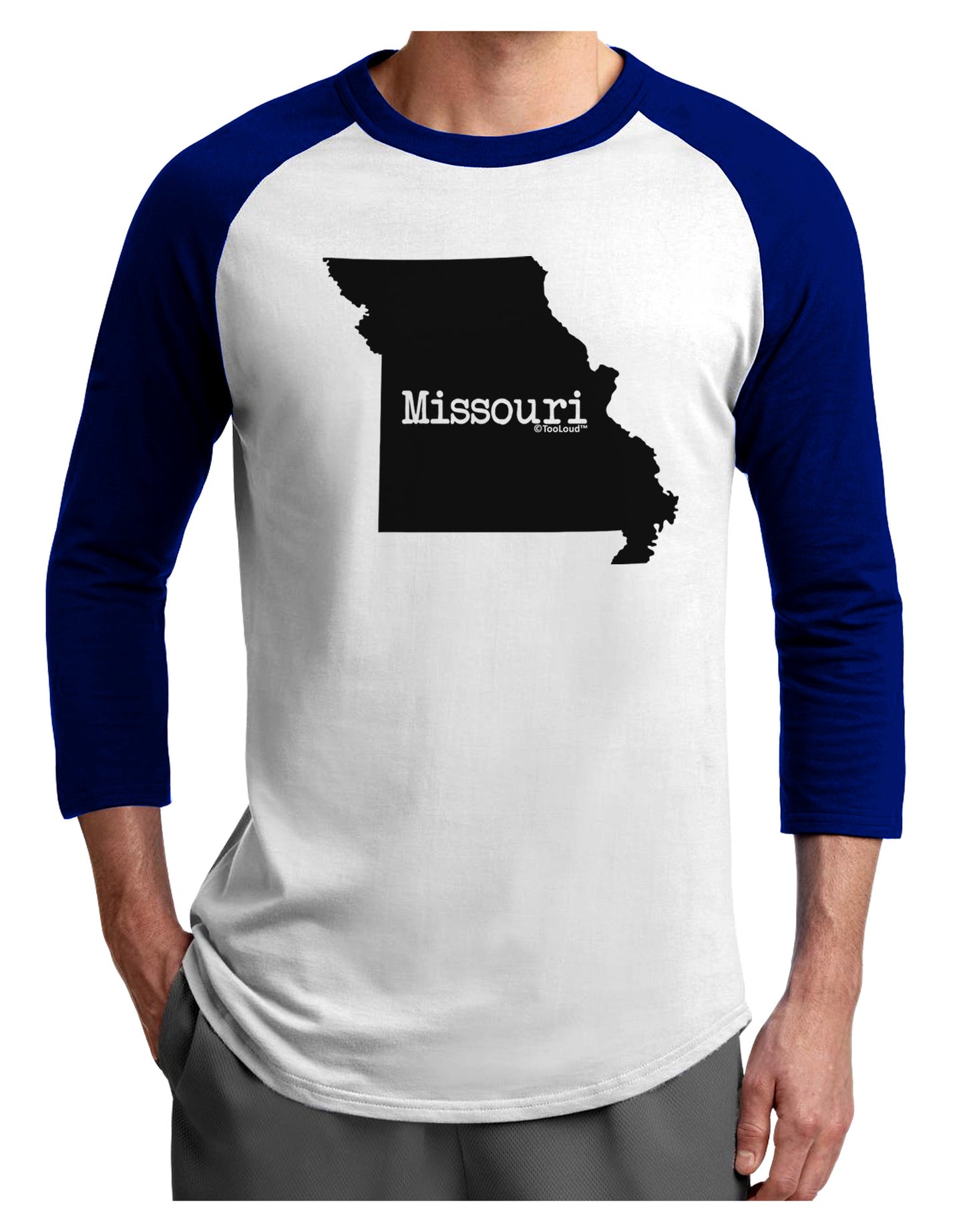 Missouri - United States Shape Adult Raglan Shirt-Raglan Shirt-TooLoud-White-Royal-X-Small-Davson Sales