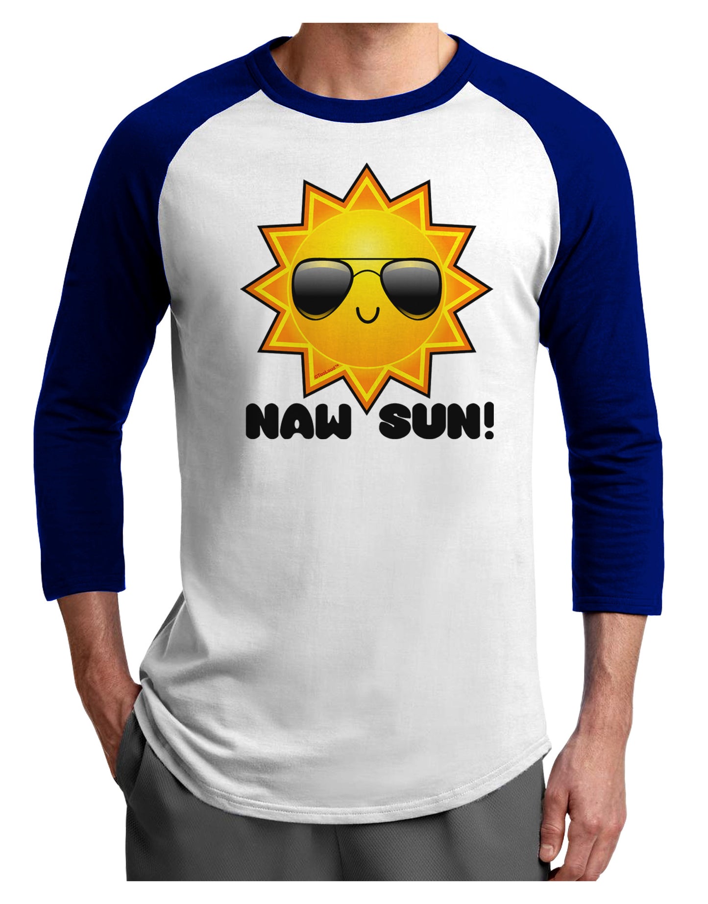 Naw Sun Cute Sun Adult Raglan Shirt-Raglan Shirt-TooLoud-White-Royal-X-Small-Davson Sales