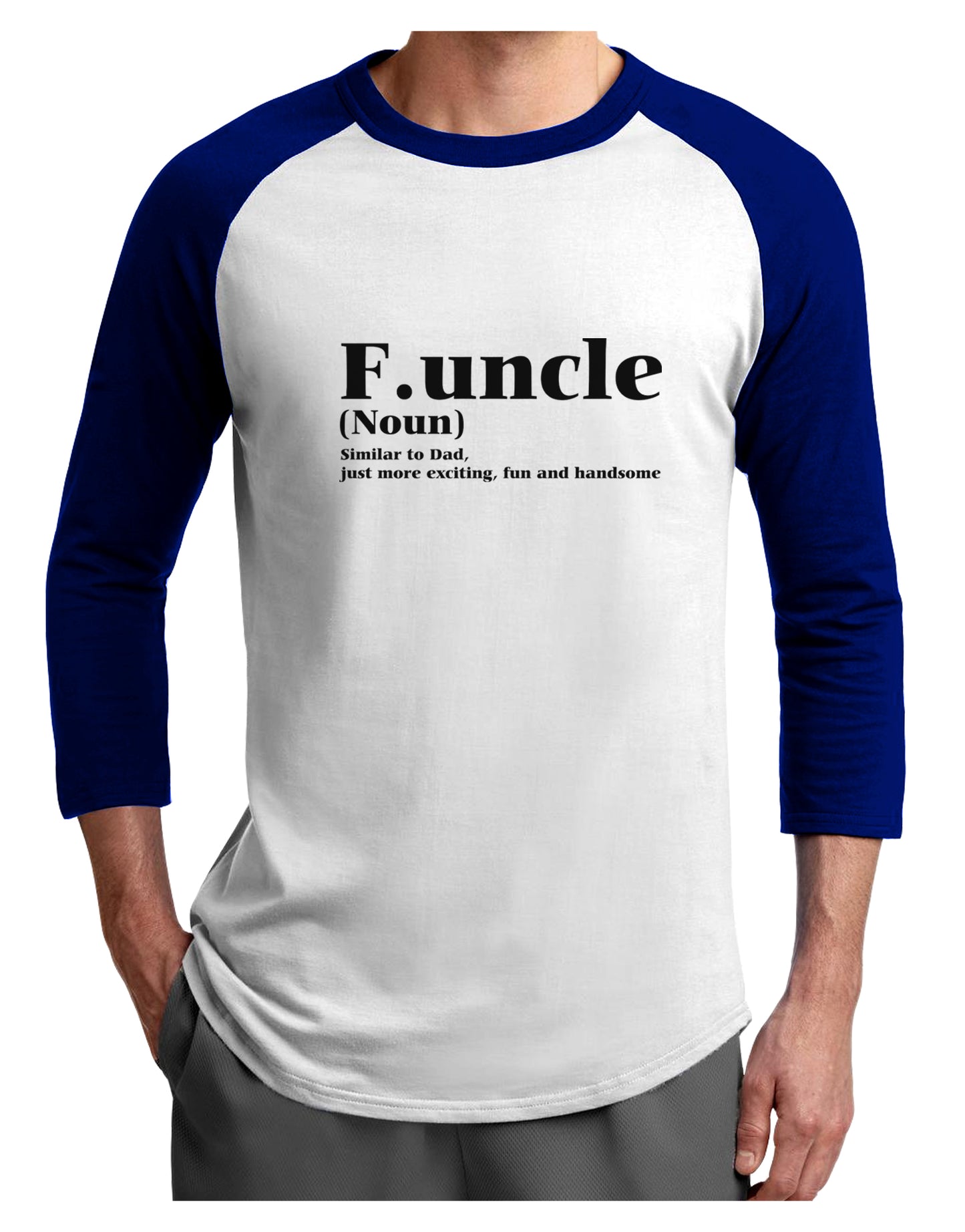 Funcle - Fun Uncle Adult Raglan Shirt by TooLoud-TooLoud-White-Royal-X-Small-Davson Sales