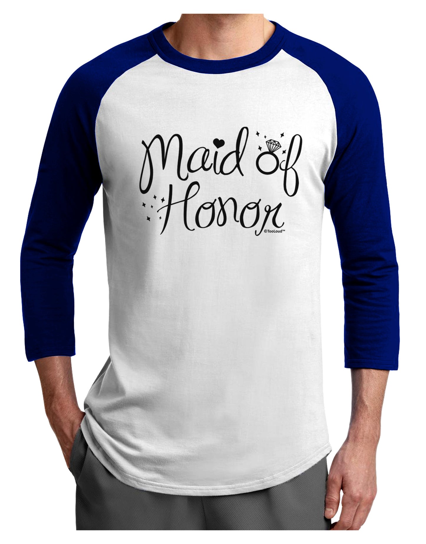 Maid of Honor - Diamond Ring Design Adult Raglan Shirt-TooLoud-White-Royal-X-Small-Davson Sales