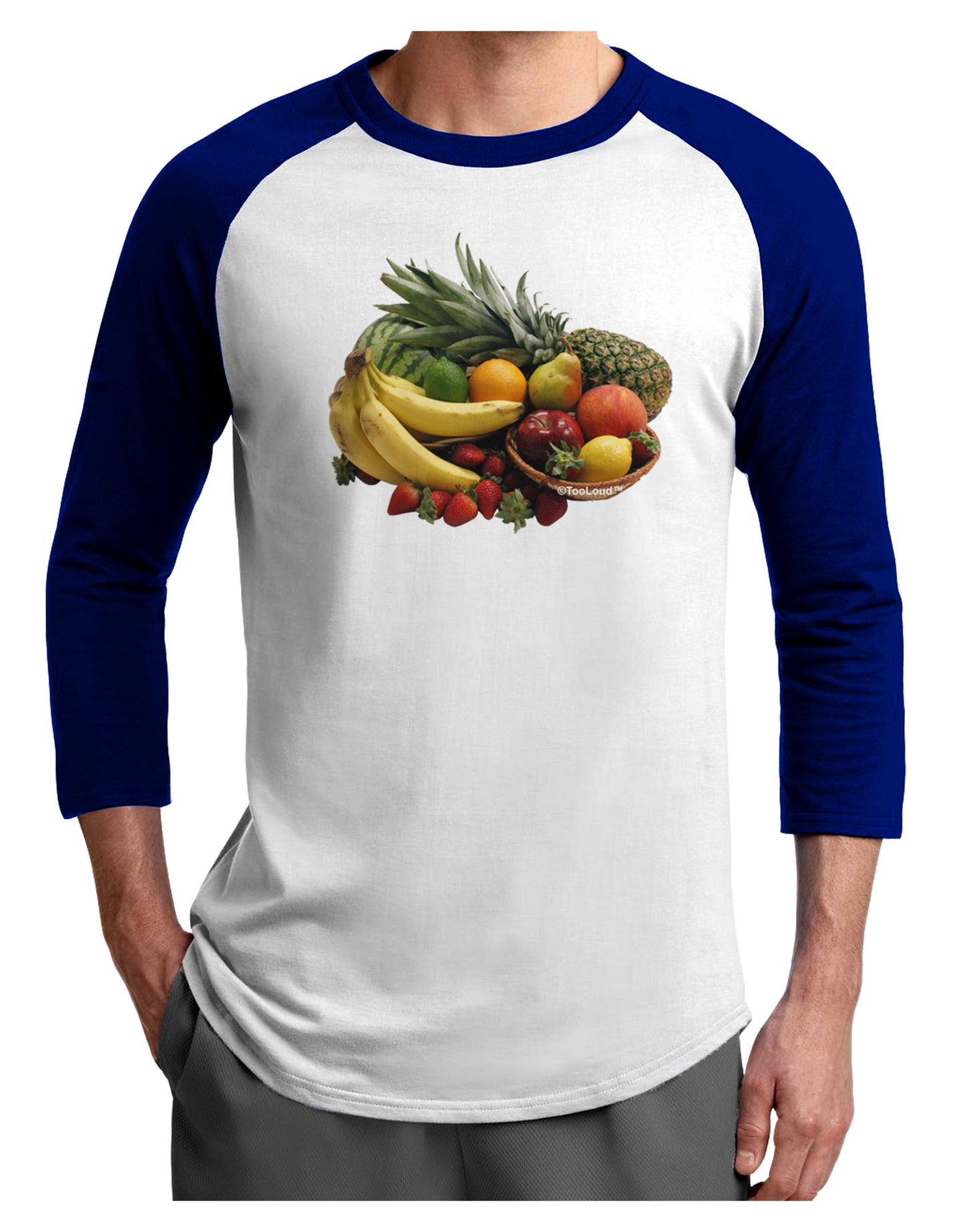 Fruit Basket Still Life Adult Raglan Shirt-Raglan Shirt-TooLoud-White-Royal-X-Small-Davson Sales