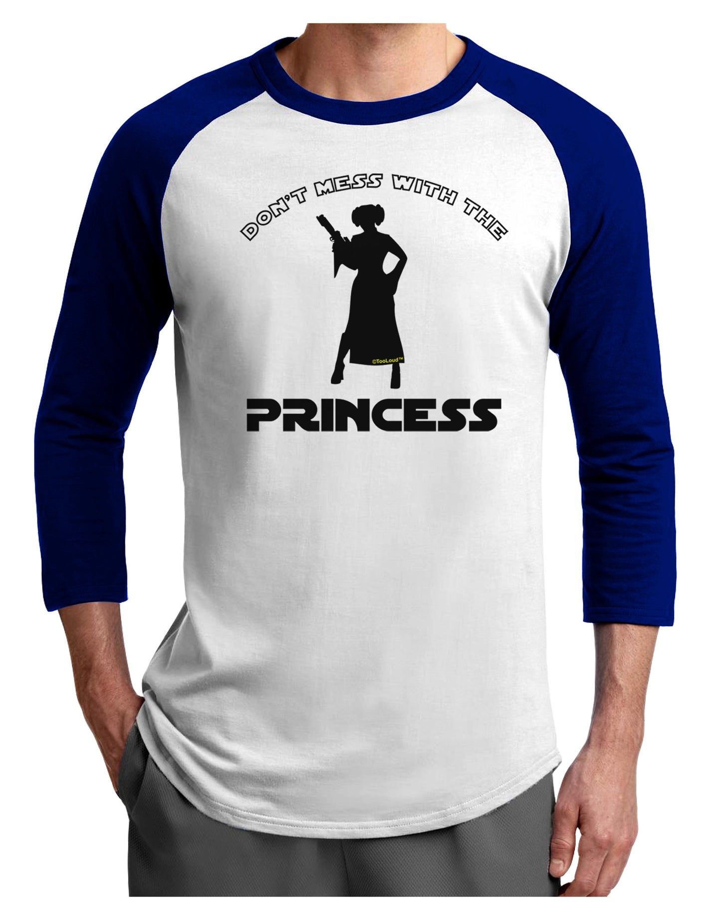 Don't Mess With The Princess Adult Raglan Shirt-TooLoud-White-Royal-X-Small-Davson Sales