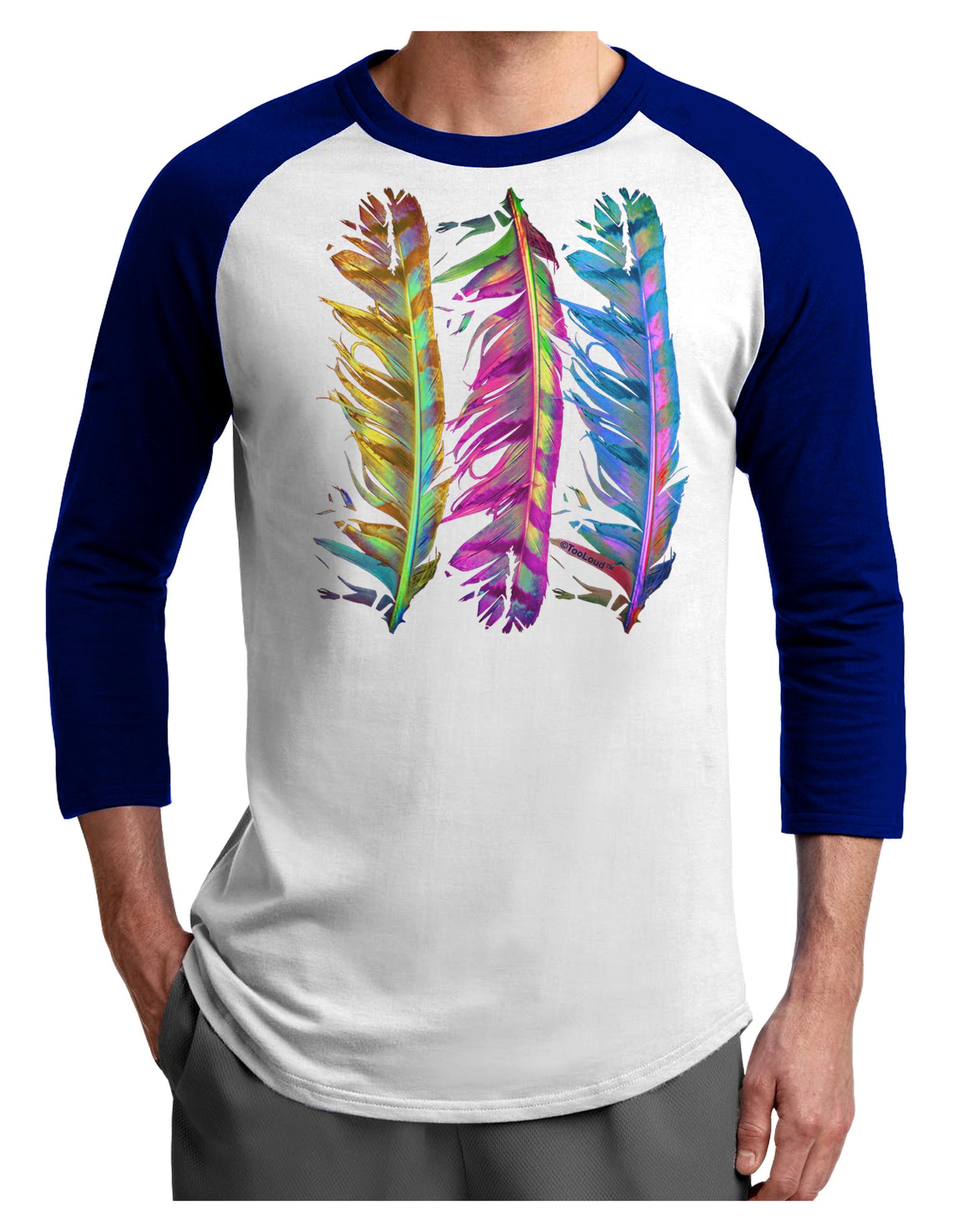 Magic Feathers Adult Raglan Shirt-Raglan Shirt-TooLoud-White-Royal-X-Small-Davson Sales