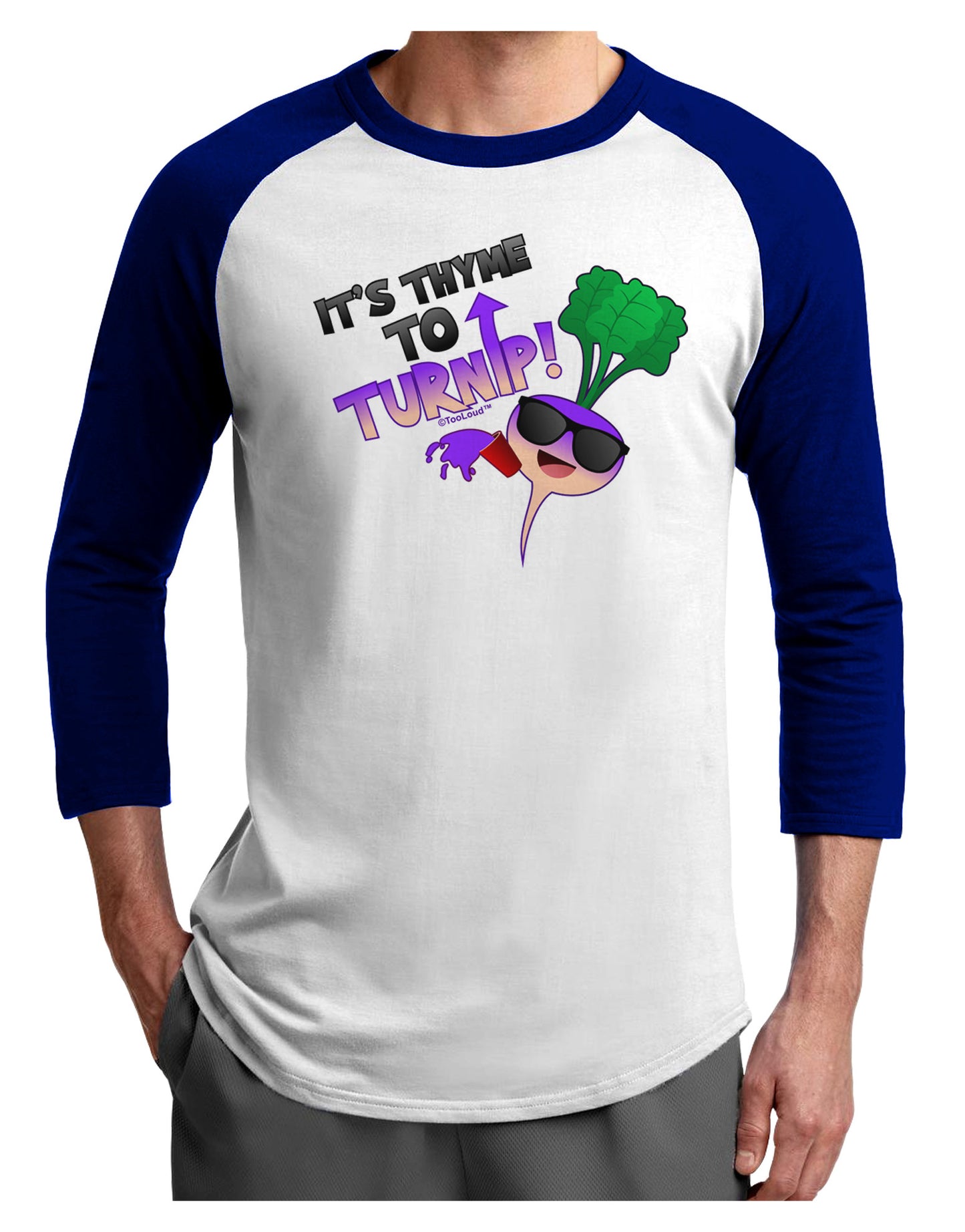It's Thyme To Turnip Adult Raglan Shirt-Raglan Shirt-TooLoud-White-Royal-X-Small-Davson Sales