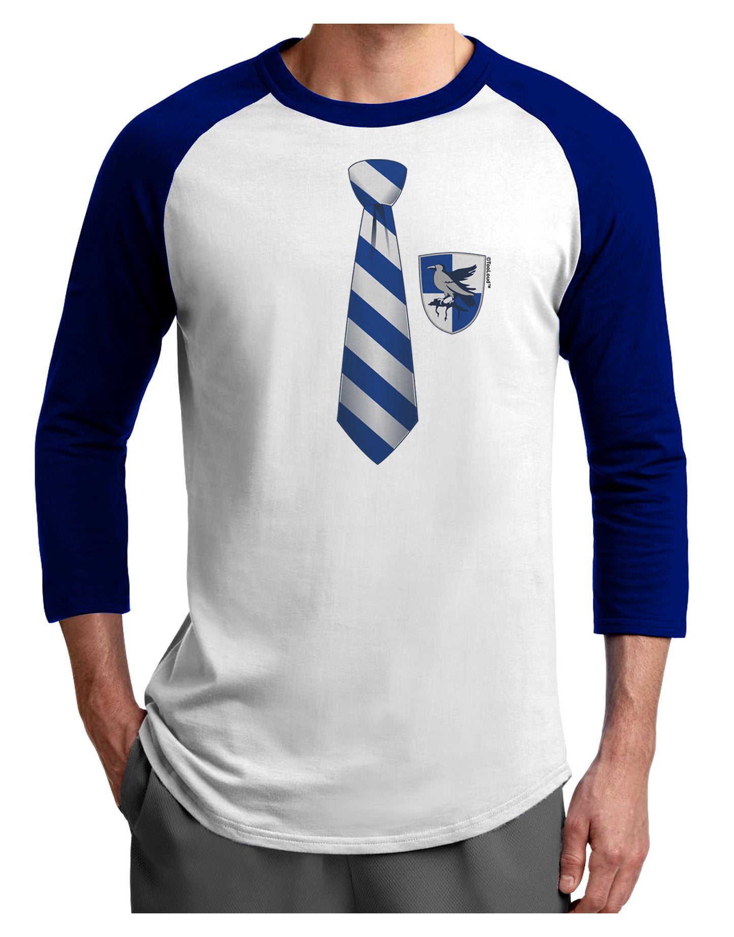 Wizard Tie Blue and Silver Adult Raglan Shirt-TooLoud-White-Royal-X-Small-Davson Sales